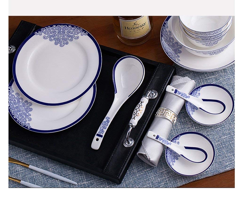 Blue and White Ceramic Bowl Set - Microwave & Dishwasher Safe Tableware Gift Box for Home, Kitchen, Dining & Entertaining