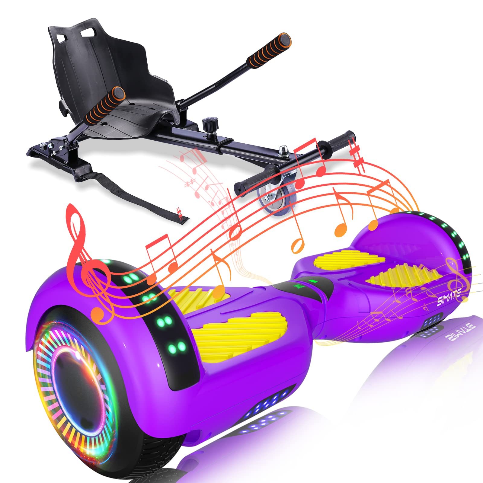 Self Balancing Hoverboard with Seat & Go-Kart Attachment - 6.5
