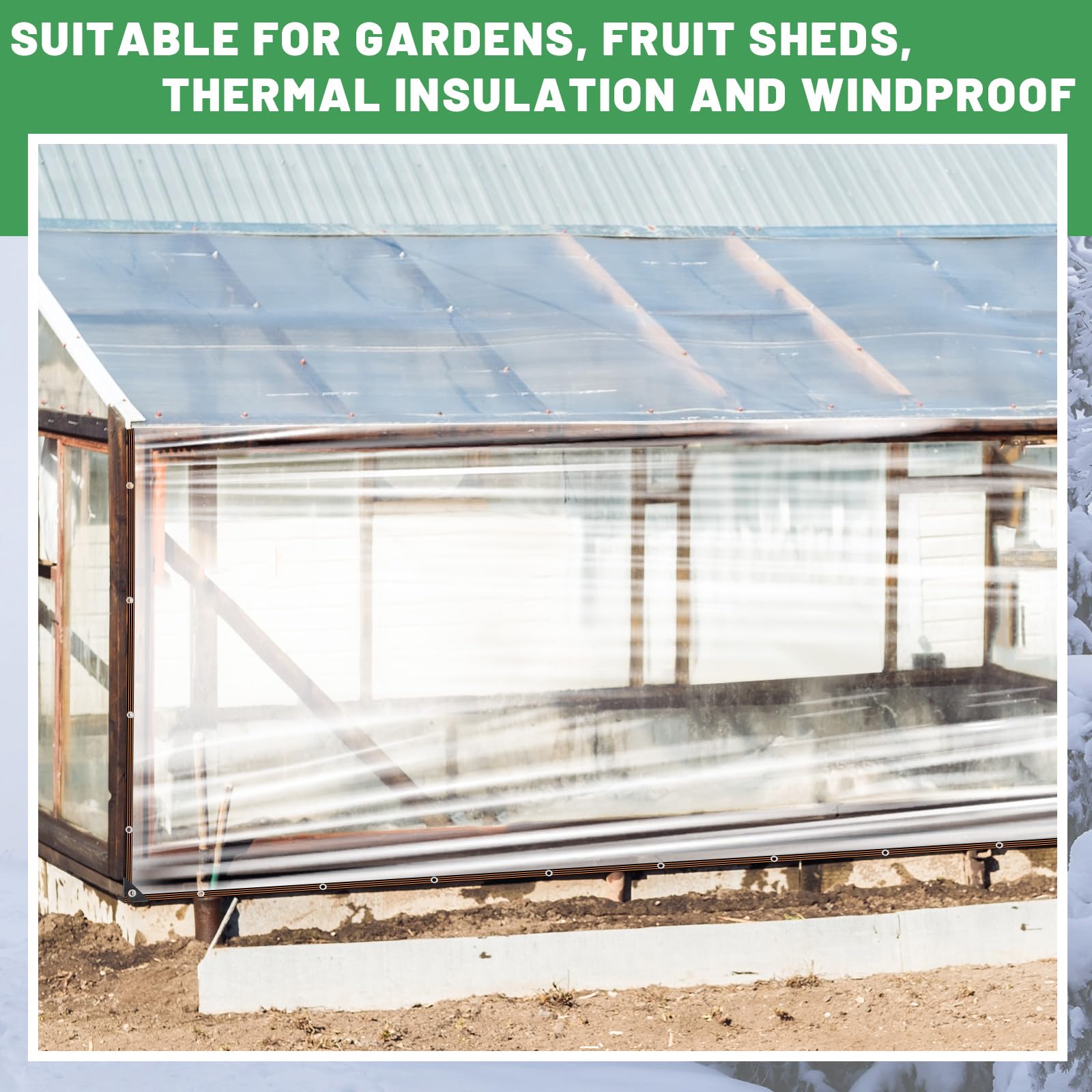 2 Pack Heavy Duty Clear Waterproof PE Vinyl Tarps 6.6x13 ft with Reinforced Grommets & Elastic Ropes - Durable Outdoor Cover for Greenhouse, Chicken Coop, Garden, Patio Furniture, Camping & Emergency Shelter
