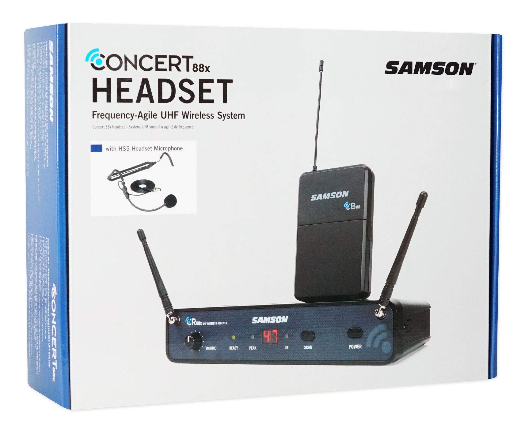 Samson Concert 88x 100-Channel Wireless Headset Microphone Bundle with Rockville RHB70 Bluetooth Home Theater Speaker System | Karaoke, Live Performances & Home Entertainment
