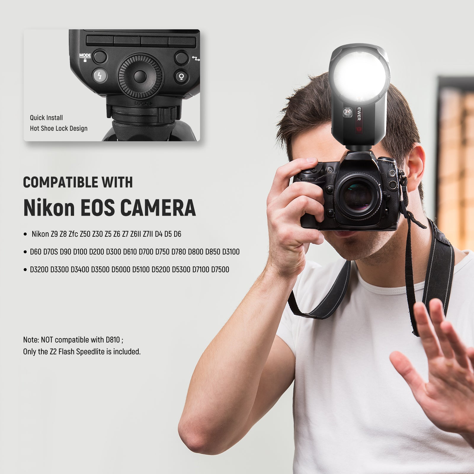 NEEWER Z2 N TTL Round Head Flash Speedlite for Nikon DSLR Cameras - Perfect for Portrait, Wedding, and Event Photography