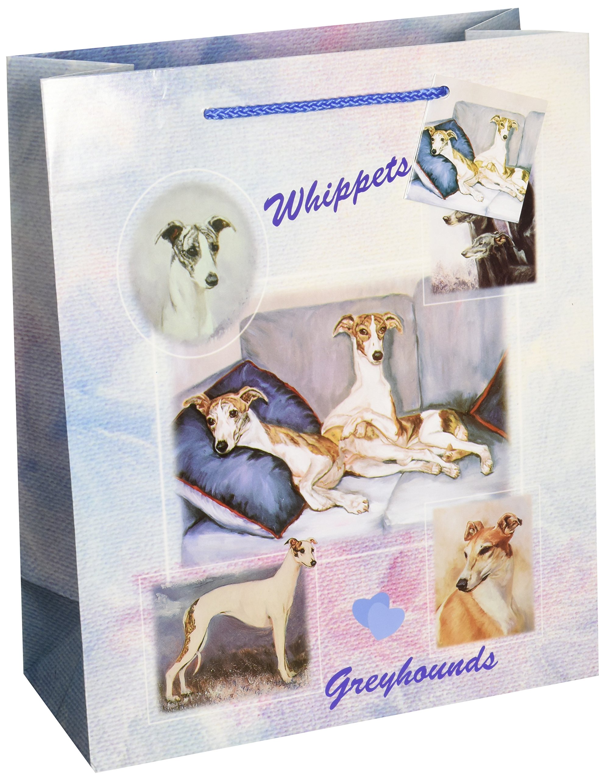 Premium Greyhound (Whippet) Themed Gift Bags - Set of 5 Large Reusable Gift Bags by Ruth Maystead | Perfect for Dog Lovers, Birthday Presents & Holiday Gifting