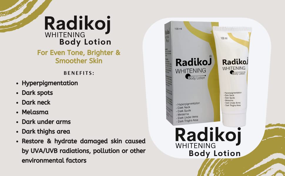 RADIKOJ EVENTONING Body Lotion 100ml - Hydrating & Brightening Moisturizer for Dry Skin - Perfect for Daily Use & Nighttime Skincare Routine
