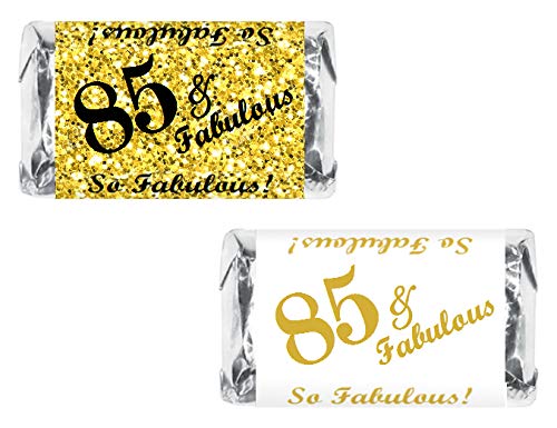 85 & Fabulous Mini Candy Bar Wrappers (Set of 60) - DIY Birthday Party Favors, Baby Shower Decorations - Made in USA - Perfect for Candy Buffets, Wedding Favors & Classroom Treats