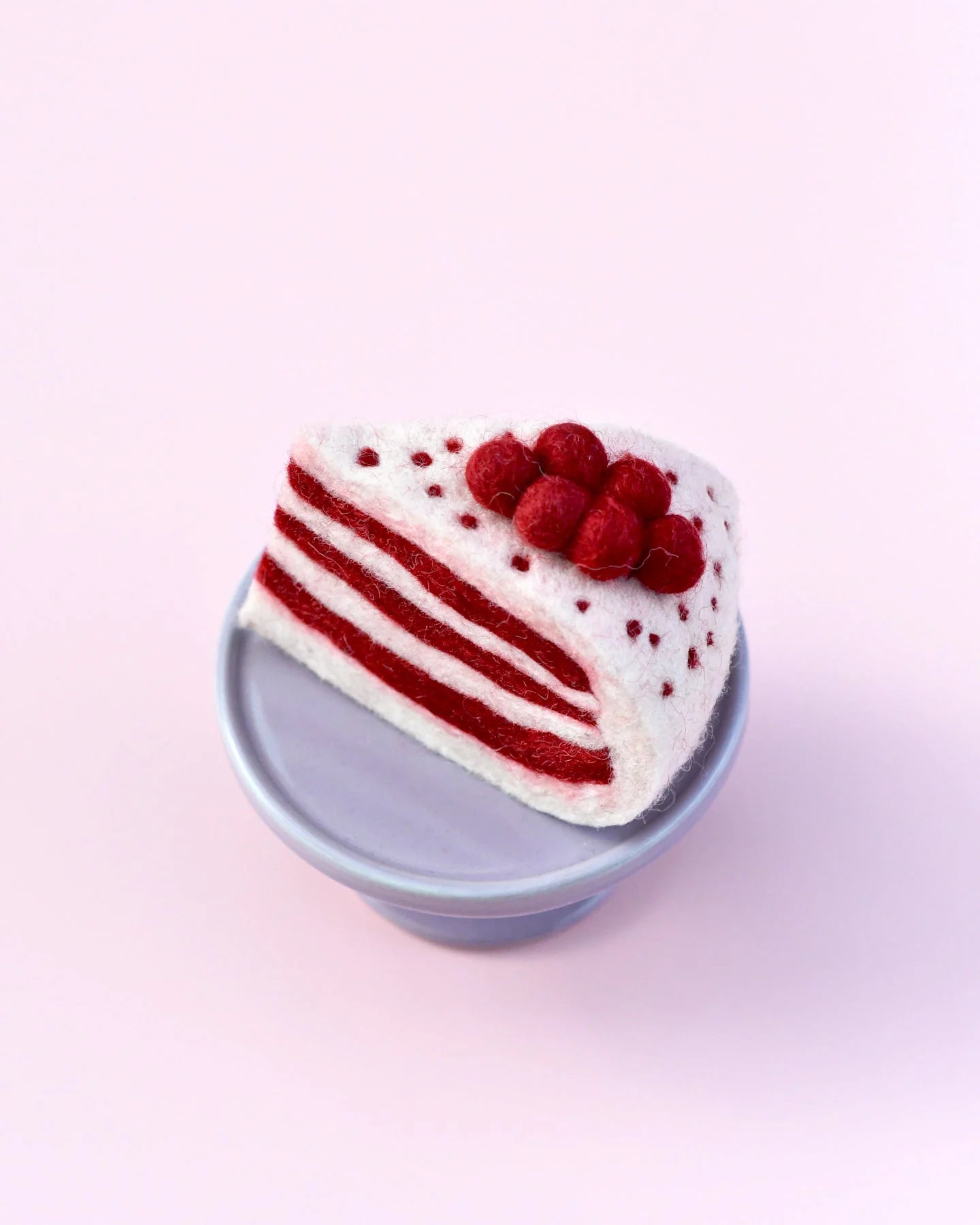 Red Velvet Cake Slice Felt Play Food - Realistic Fake Dessert Toy for Kids Pretend Play, Tea Party & Dollhouse Accessories