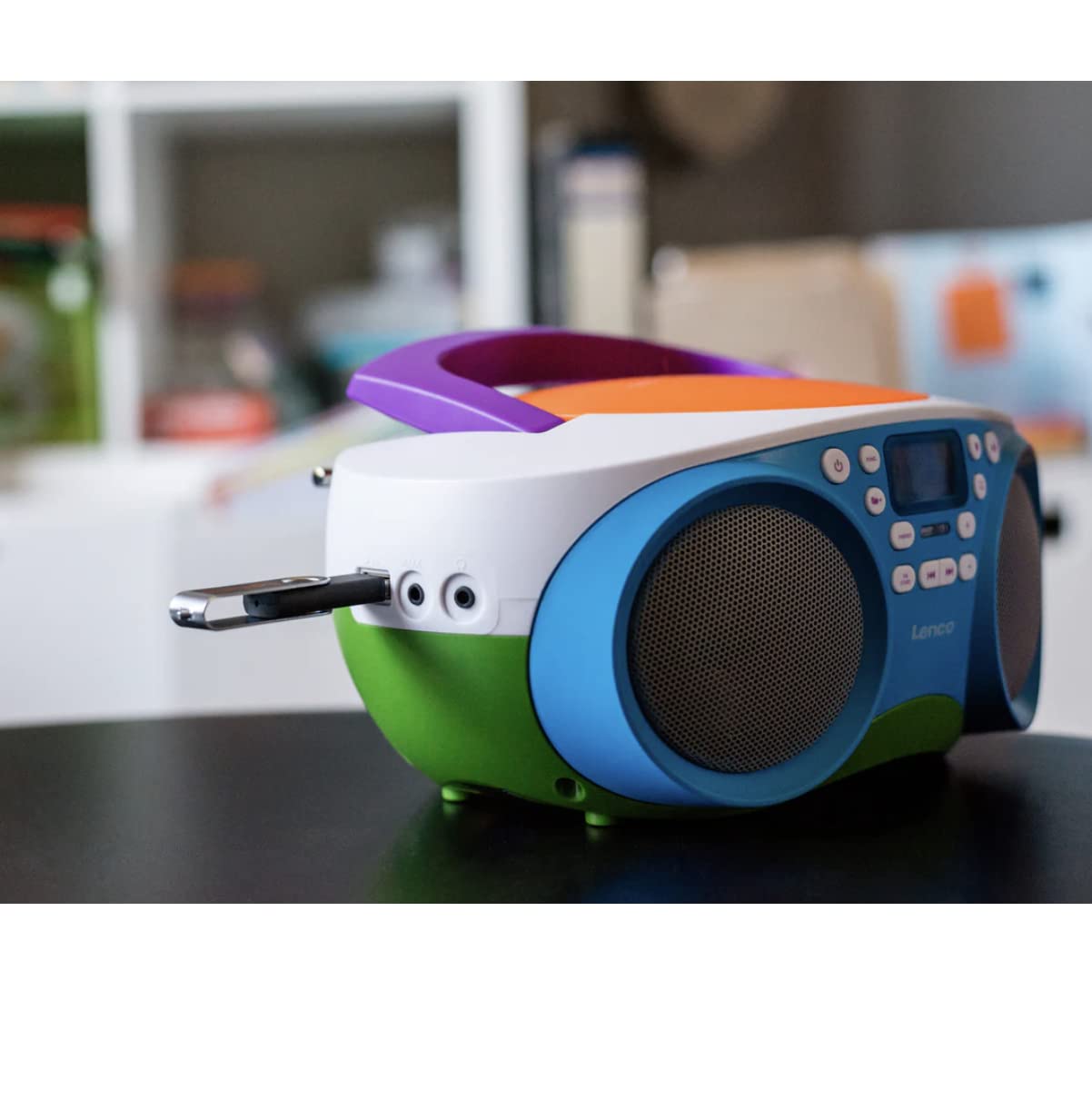 Lenco SCD-41 Portable Kids CD Player with FM Radio, USB MP3 Playback, 2x1W Stereo Sound - Battery & AC Powered (Multicolor) - Perfect for Children's Bedrooms, Playrooms & Travel Entertainment
