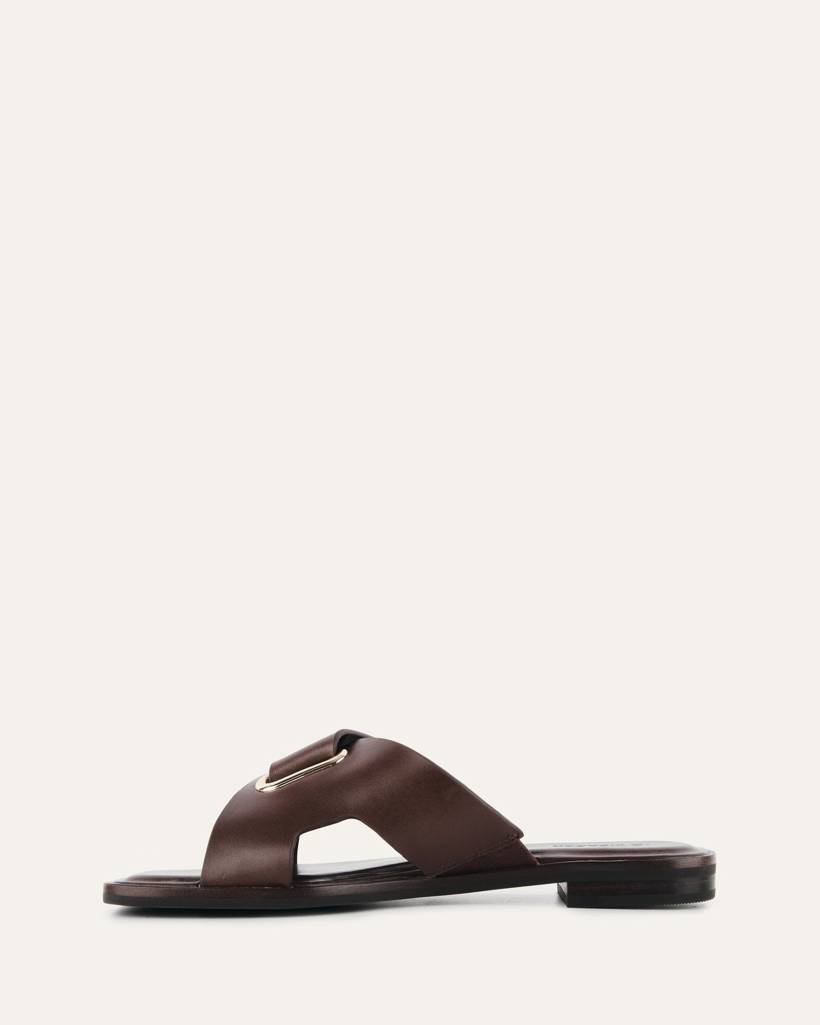 Piper Flat Slides - Chocolate Leather Women's Sandals for Comfort & Style | Perfect for Beach, Pool, and Casual Outings