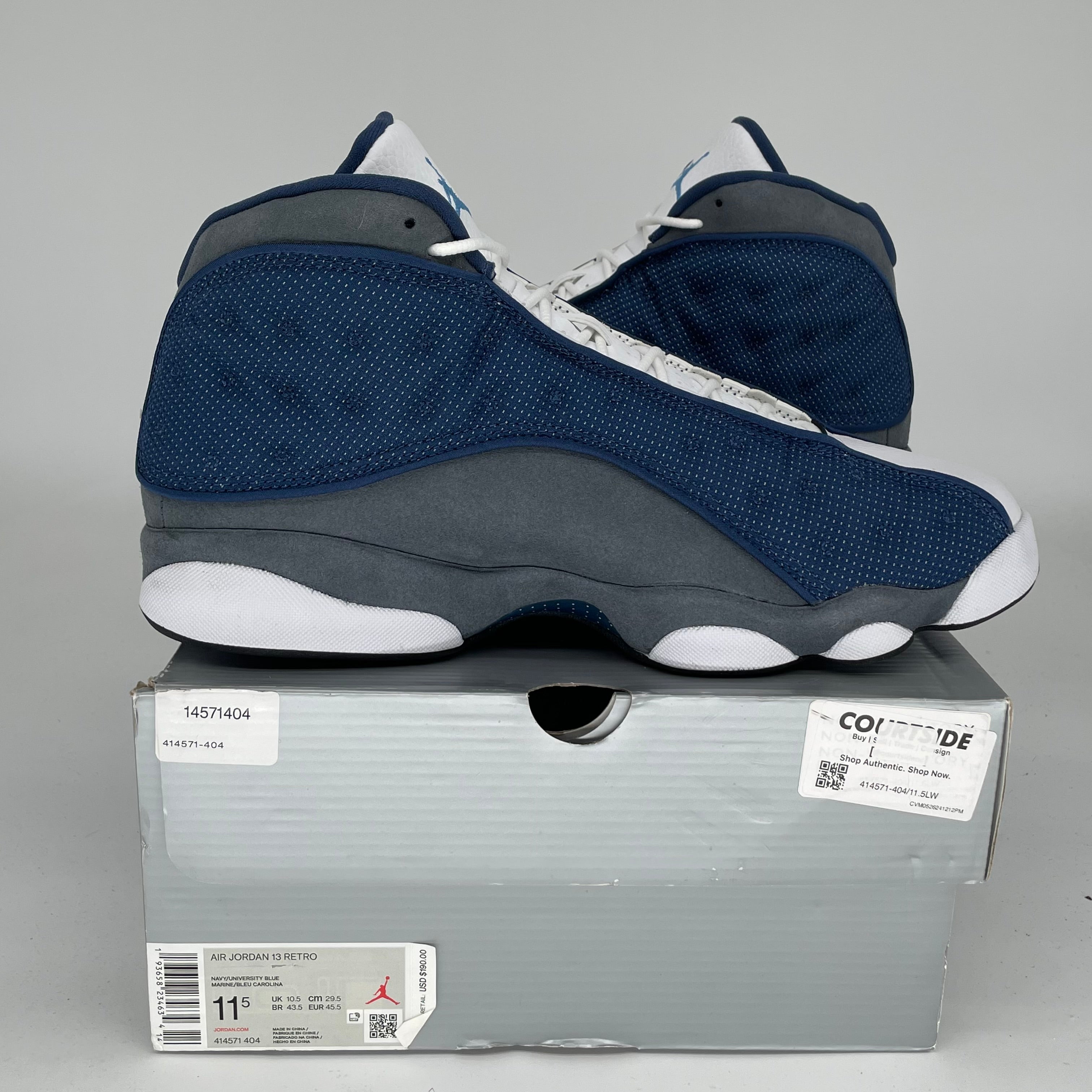AIR JORDAN 13 FLINT Retro Basketball Shoes Men's Size 11.5 - White/Black/Flint Grey 414571-404 | Perfect for Basketball Games, Streetwear & Sneaker Collection