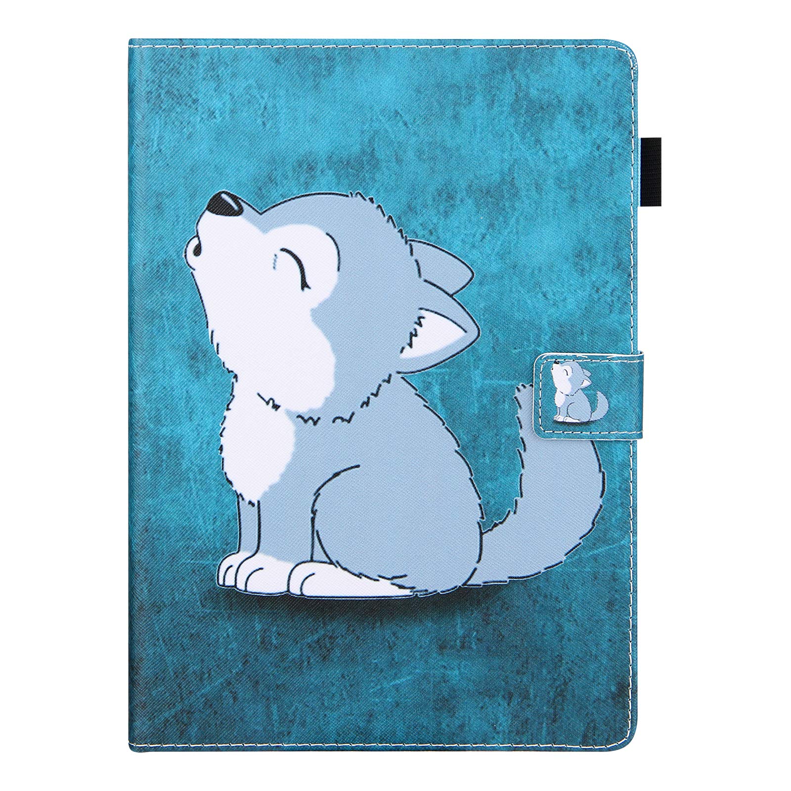 Dteck Leather Magnetic Case for iPad Mini 5/4/3/2 (7.9 Inch) - Slim Protective Folio Cover with Auto Sleep/Wake & Adjustable Stand - Cute Little Wolf Design - Perfect for Work, Travel & Home Use