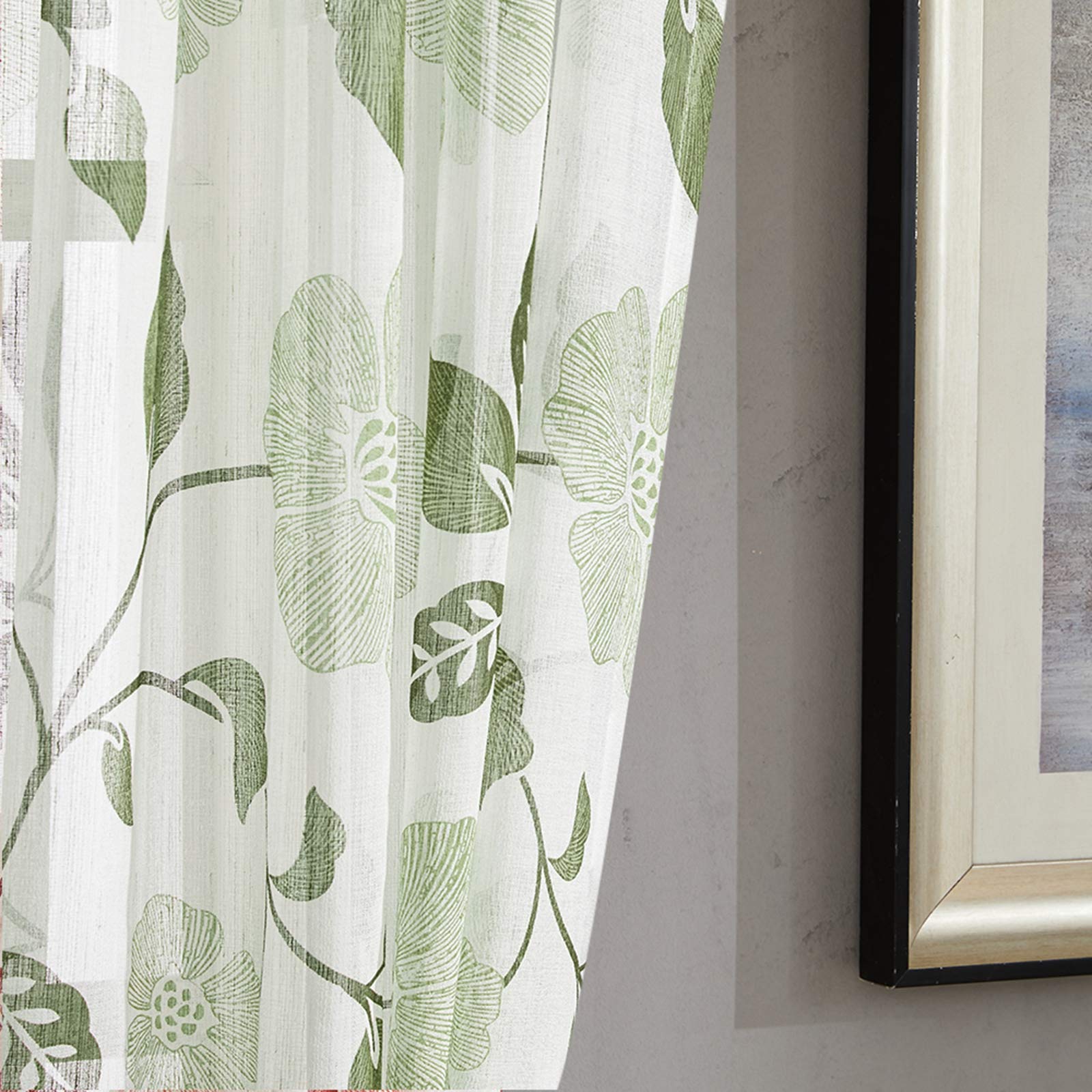 MRTREES Sheer Printed Valance Curtains for Kitchen & Bathroom Windows - Modern Rod Pocket Voile Window Treatment for Basement & Living Room (1 Pack, 54