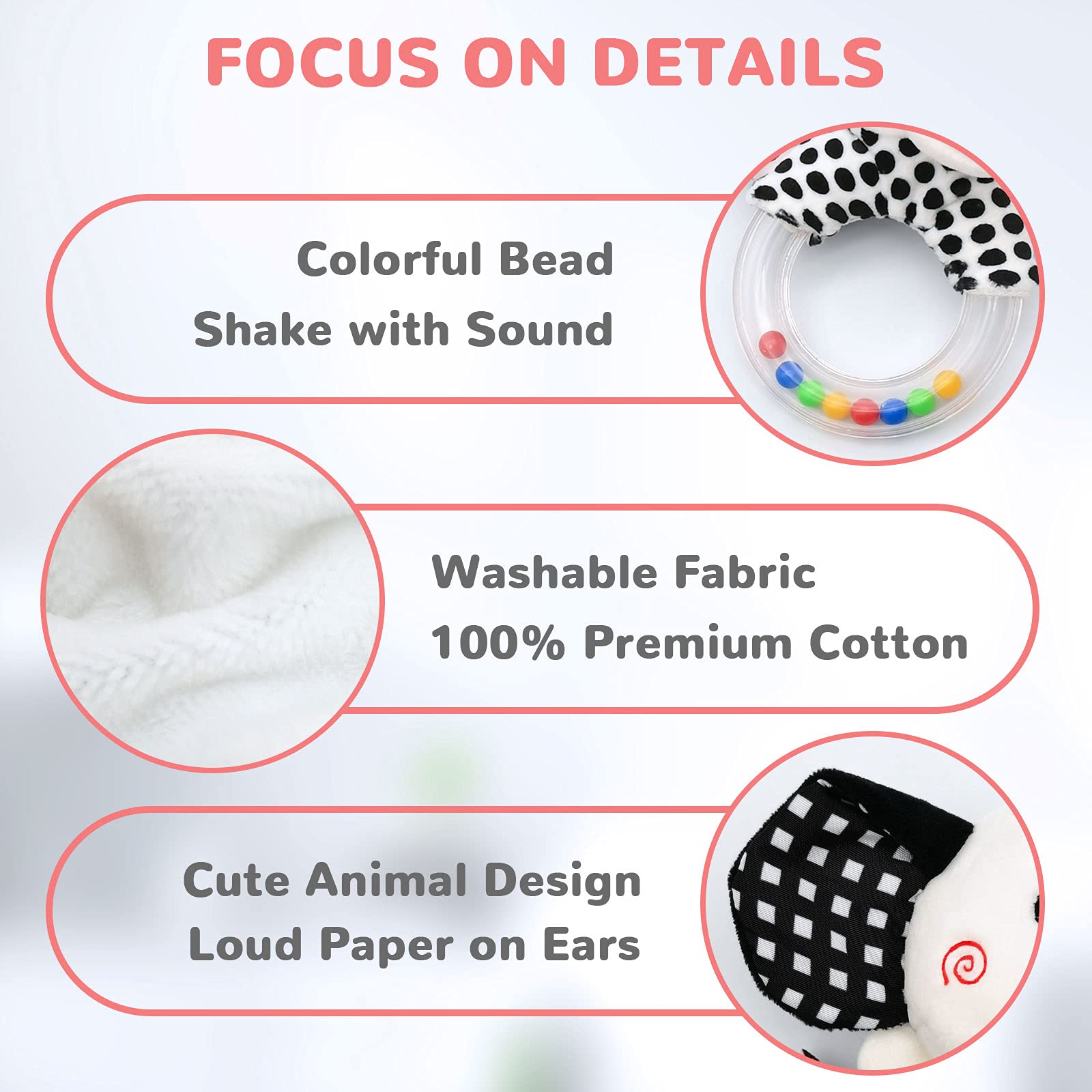 Best Baby Rattles for 0-6 Months - High Contrast Black & White Newborn Toys for Infant Development - Perfect Sensory Toys for Boys & Girls 0-12 Months - Ideal for Tummy Time, Visual Stimulation & Early Learning