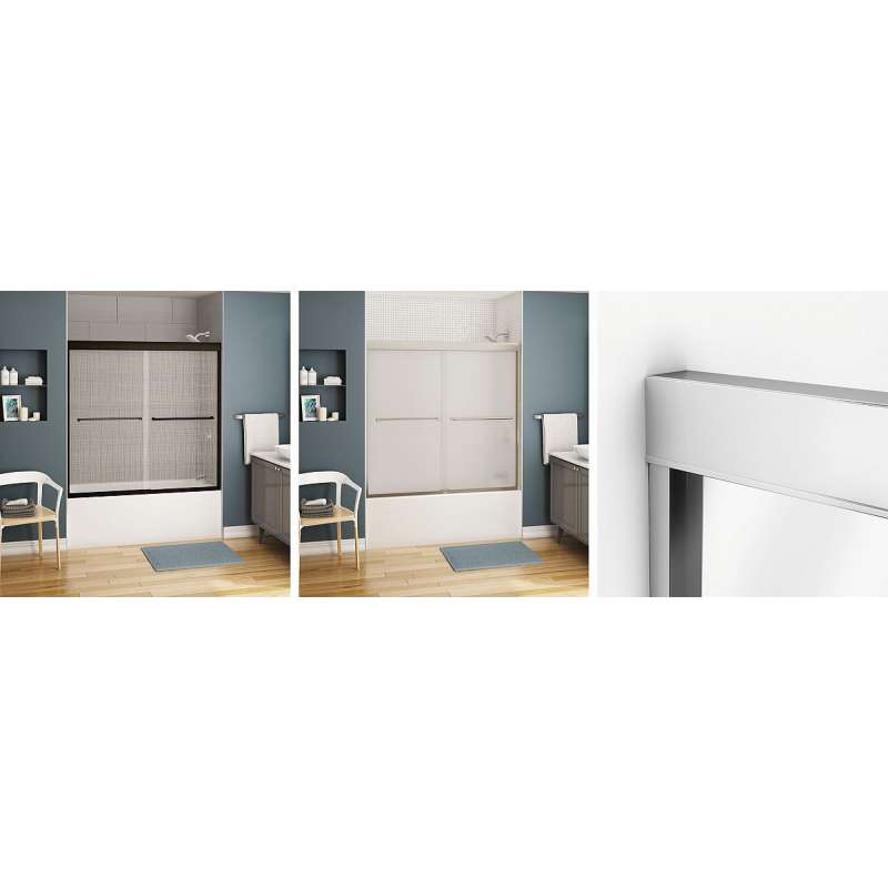Chrome 8mm Semi-Frameless Sliding Shower Door with Clear Glass - Fits 55-59
