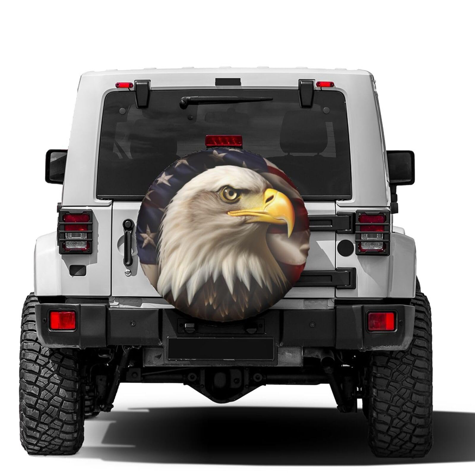American Eagle & Flag Spare Tire Cover - Waterproof Dust-Proof Wheel Cover for 15
