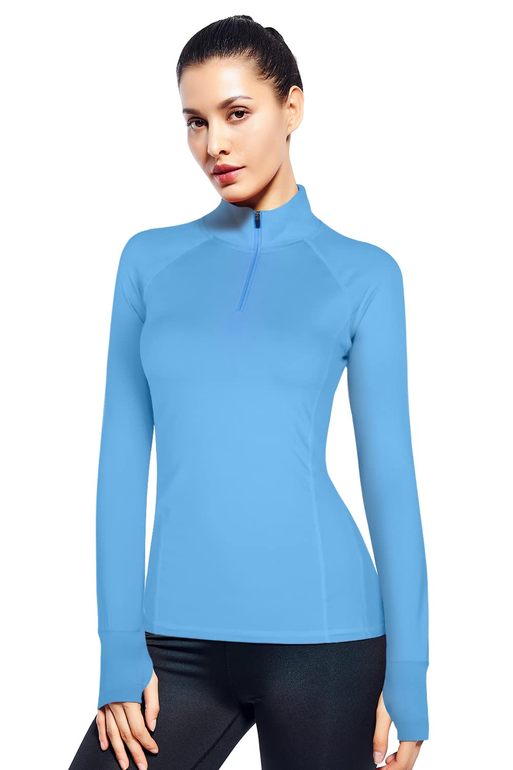 Women's 1/4 Zip Workout Top - Long Sleeve Running Pullover for Yoga, Gym & Outdoor Activities | Moisture-Wicking Athletic Shirt