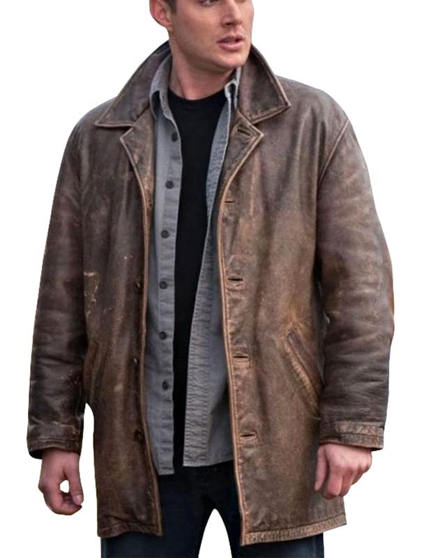 Men's Supernatural Dean Winchester Vintage Sheep Leather Jacket - Jensen Ackles Style Genuine Leather Coat for Men | Perfect for Halloween Cosplay, TV Show Costume & Casual Winter Wear