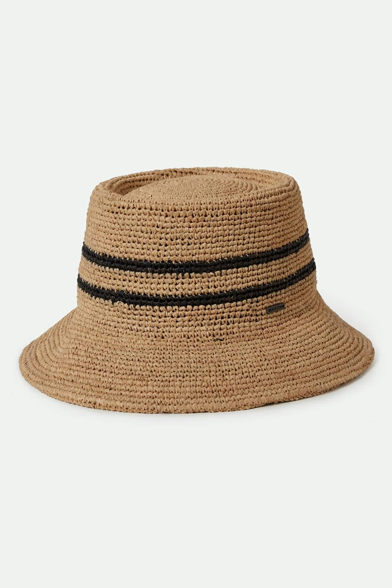 Ellee Straw Bucket Hat - Summer Beach Sun Hat for Women, Breathable Wide Brim UPF 50+ Sun Protection, Tan/Black - Perfect for Beach Vacations, Pool Parties & Outdoor Adventures