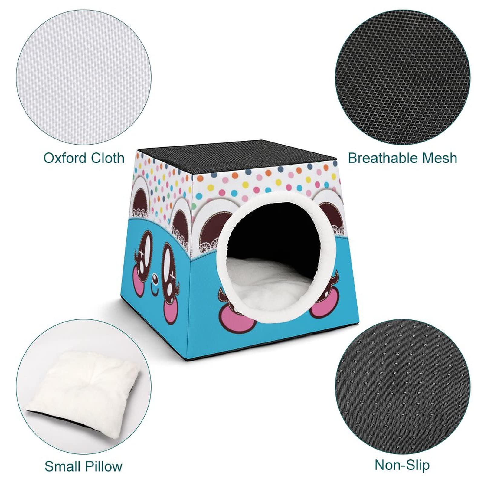 3-in-1 Foldable Cat House with Removable Cushion - Convertible Cat Bed, Sofa & Scratching Post - Cute Cat Face Design for Indoor Kittens - Perfect for Living Room, Bedroom & Pet Play Areas