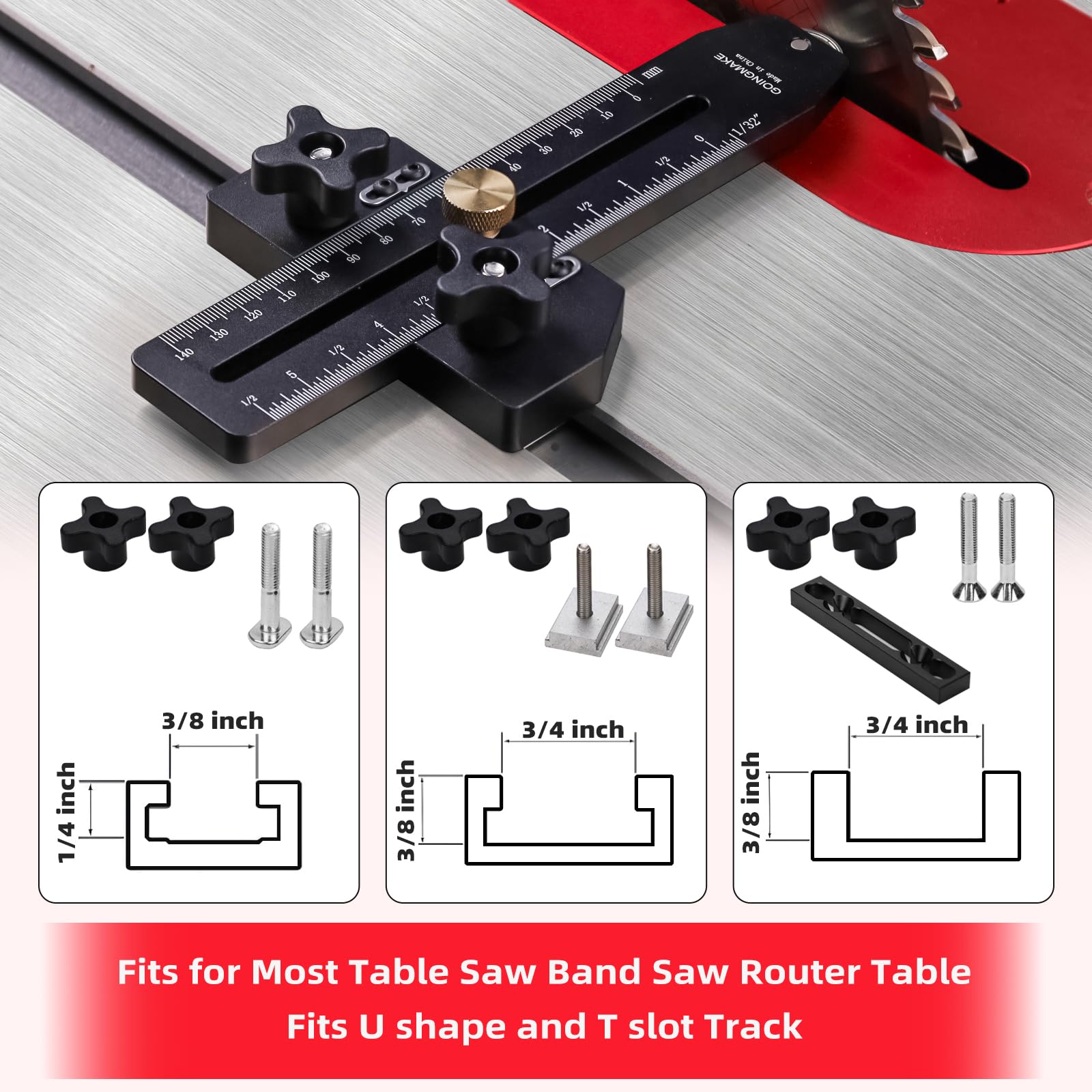 Thin Rip Jig Guide for Table Saw - Woodworking Tool for Narrow Strip Cuts | Fits 3/8