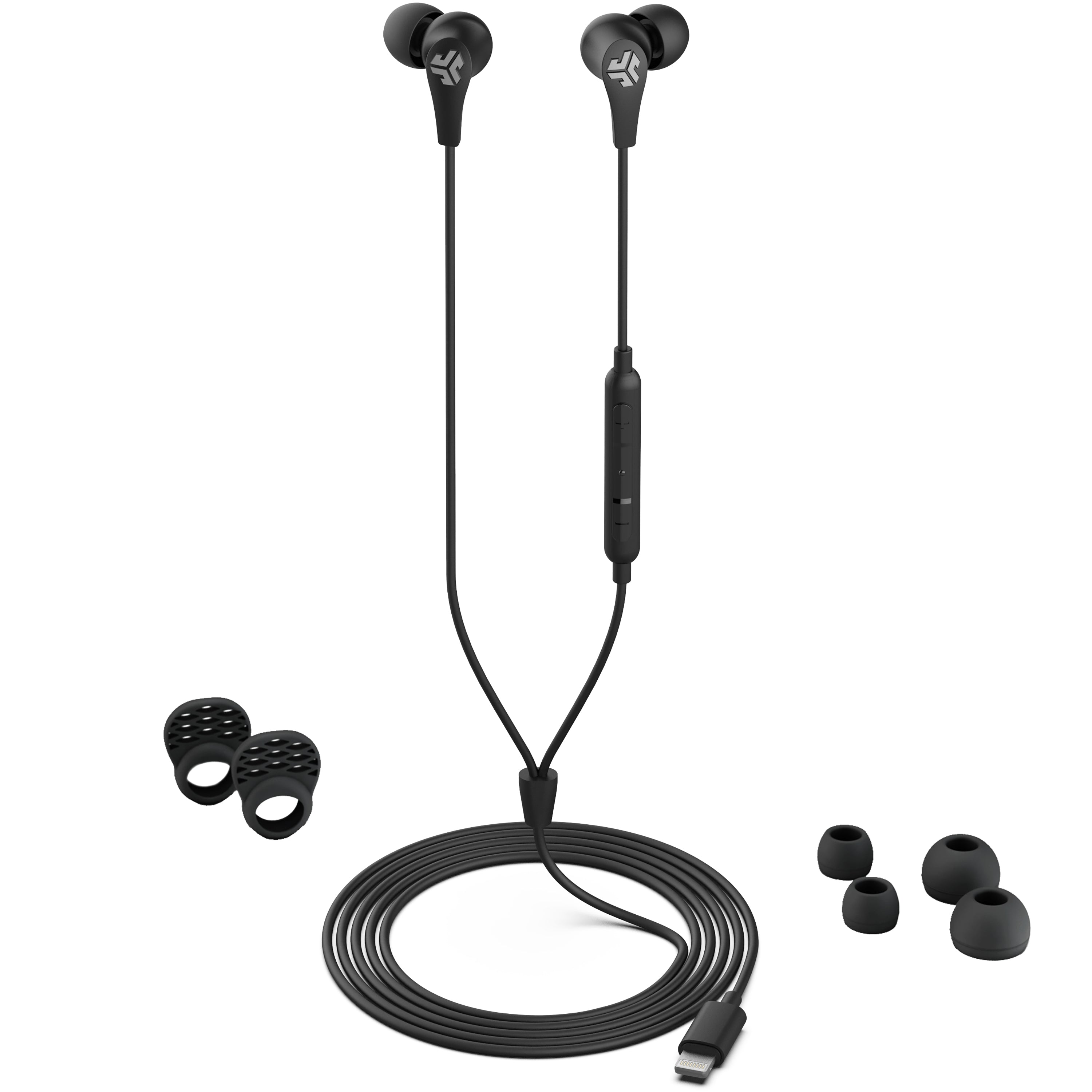 JBuds Pro Lightning Wired Earbuds - High Quality Noise Isolating In-Ear Headphones with Built-in Mic for iPhone, Perfect for Commuting, Workouts & Gaming
