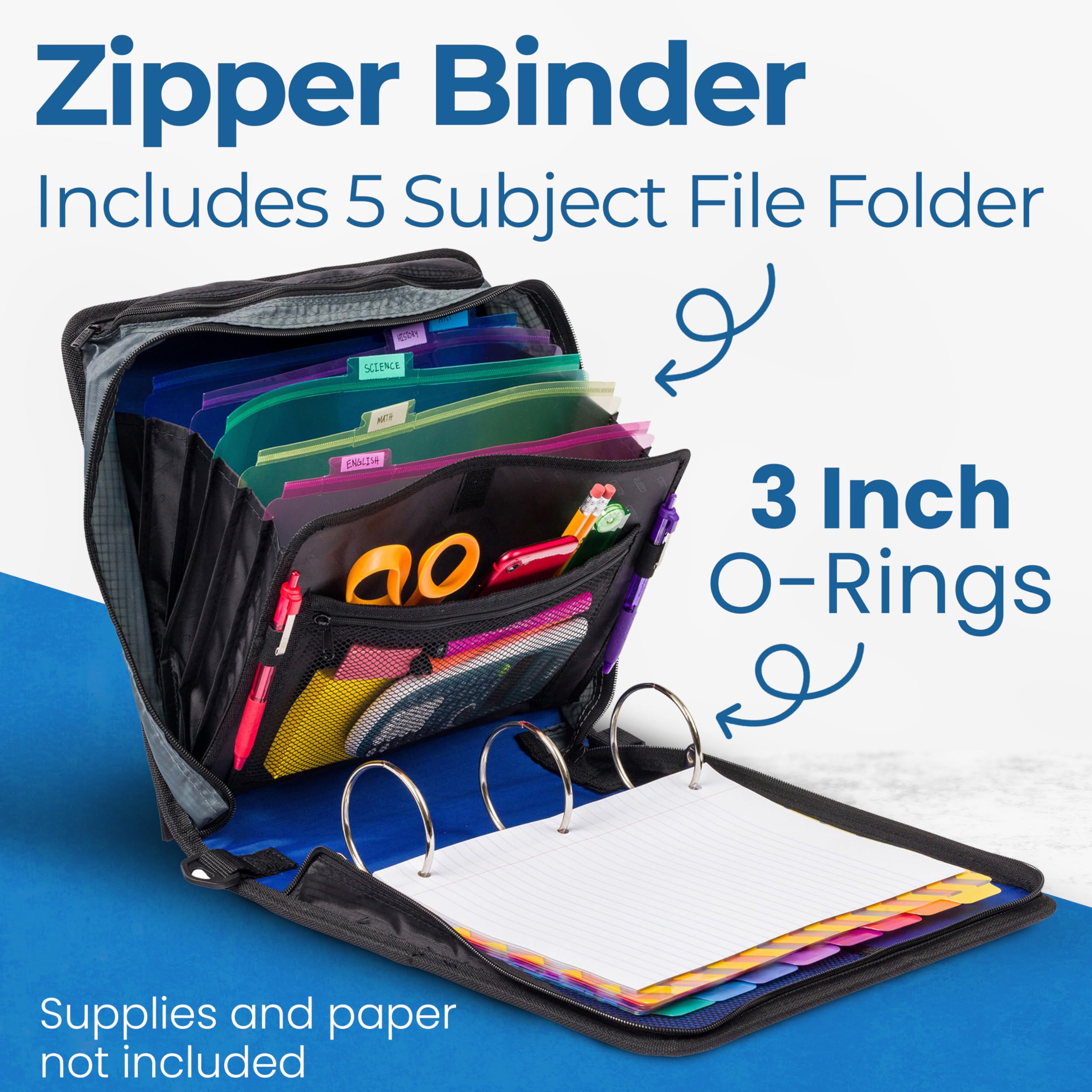 Case-it Mighty Zip Tab Zipper Binder - 3