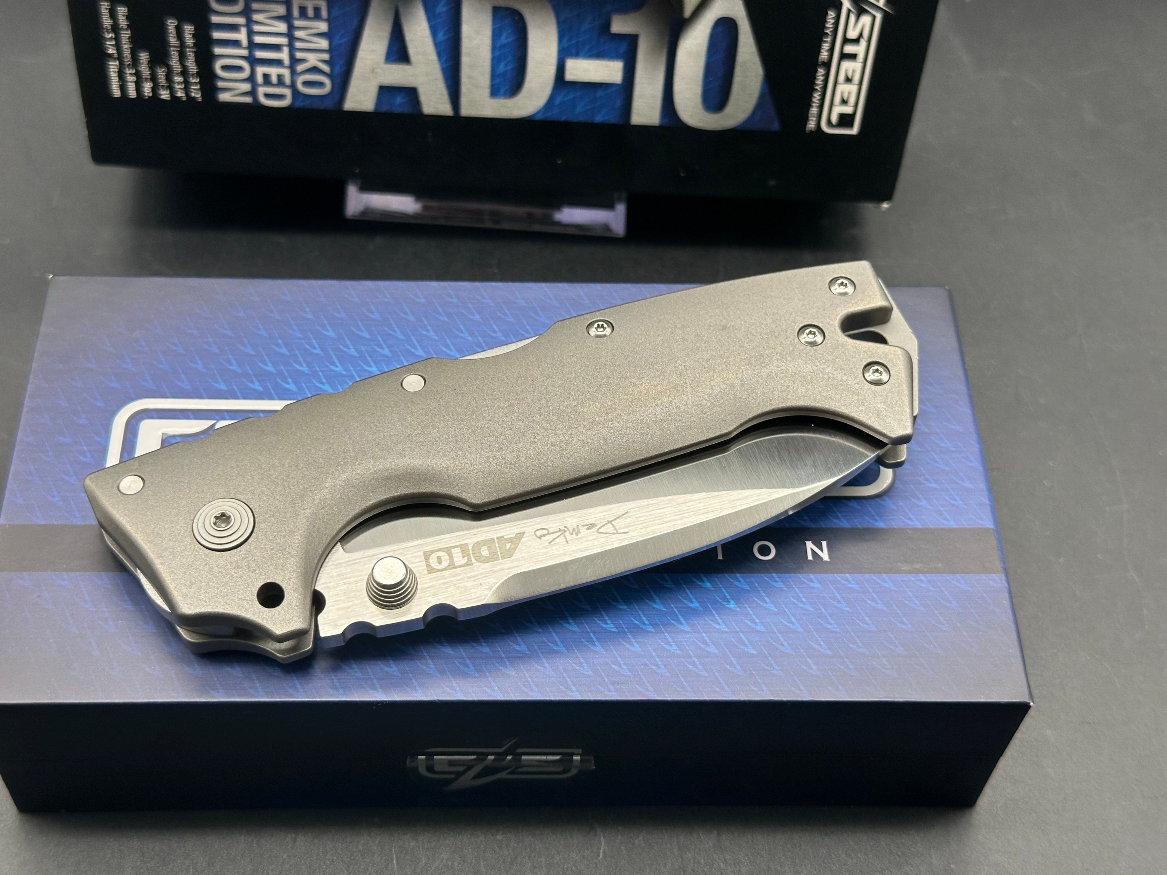 Cold Steel AD-10 Limited Edition Titanium Folding Knife - CPM 3V Satin Blade for Outdoor Camping, Hunting & Survival Gear