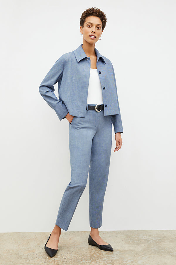Premium Mejia Sharkskin Pants in Indigo & White - Stylish and Comfortable for Casual Wear, Office, and Outdoor Activities