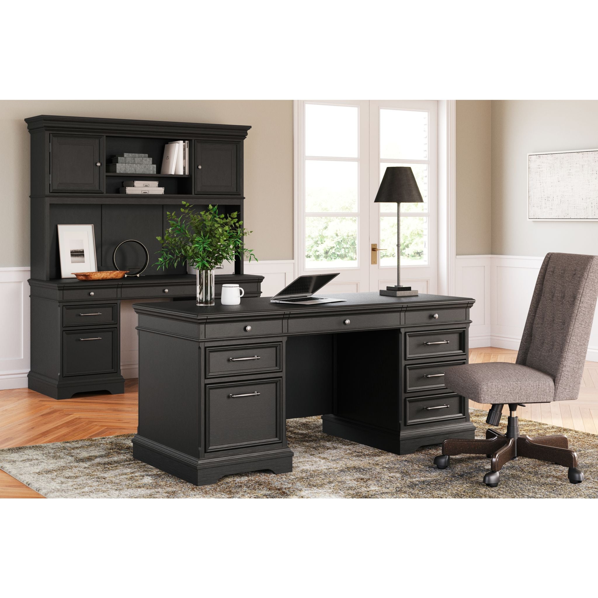 Beckincreek Black Modern Office Desk - Stylish & Durable Writing Desk for Home Office, Study, or Workspace
