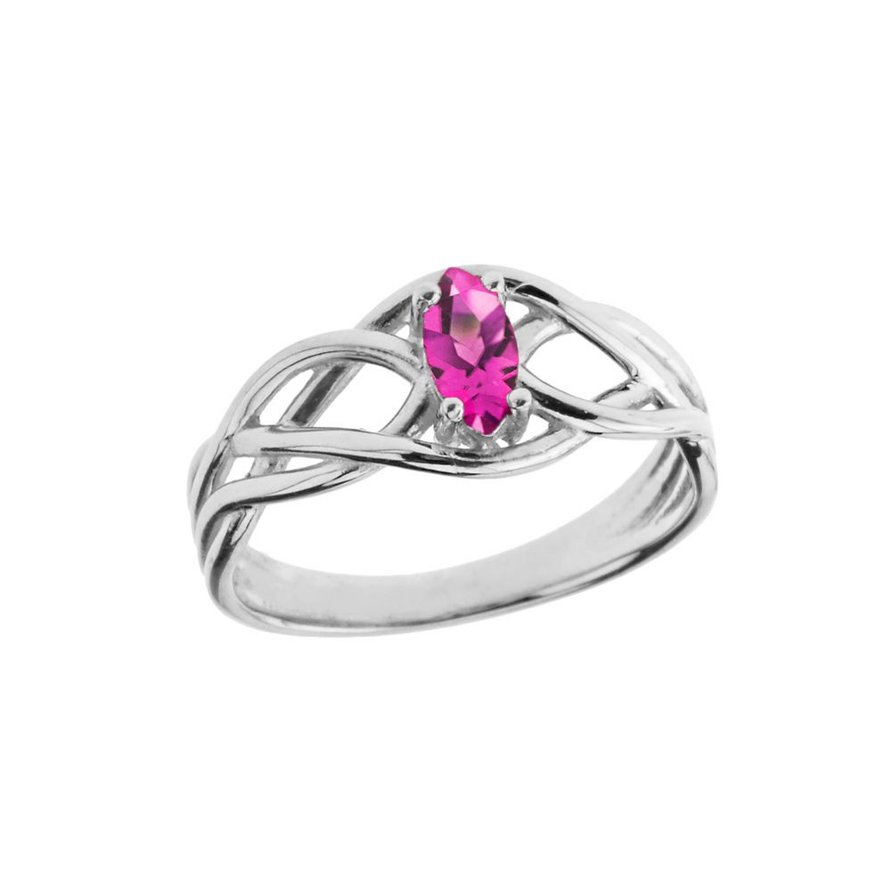 14K White Gold June Birthstone Celtic Knot Engagement & Promise Ring for Women - Size 12 | Elegant Wedding Band, Anniversary Gift, Irish-Inspired Jewelry for Brides, Couples & Special Occasions