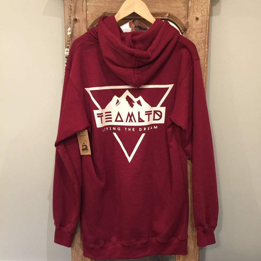 Team LTD Dark Red Hoodie with White Logo - Cozy Pullover Sweatshirt for Men & Women | Perfect for Casual Wear, Gym, and Outdoor Activities