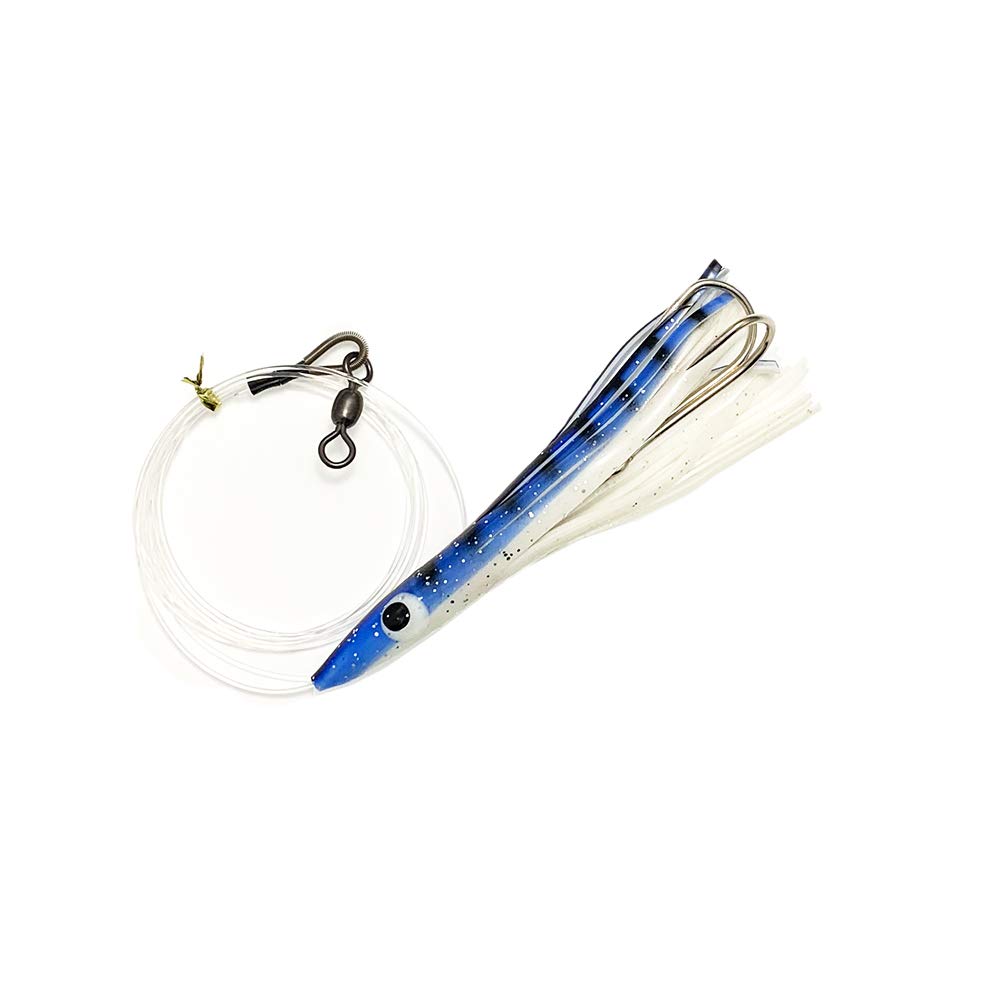 4.5 Inch Blue/White Tuna Clone Fishing Lures - Saltwater Offshore Rigs for Tuna, Wahoo & Game Fish (6-Pack) | Deep Sea Fishing Gear & Boat Tackle for Professional Anglers