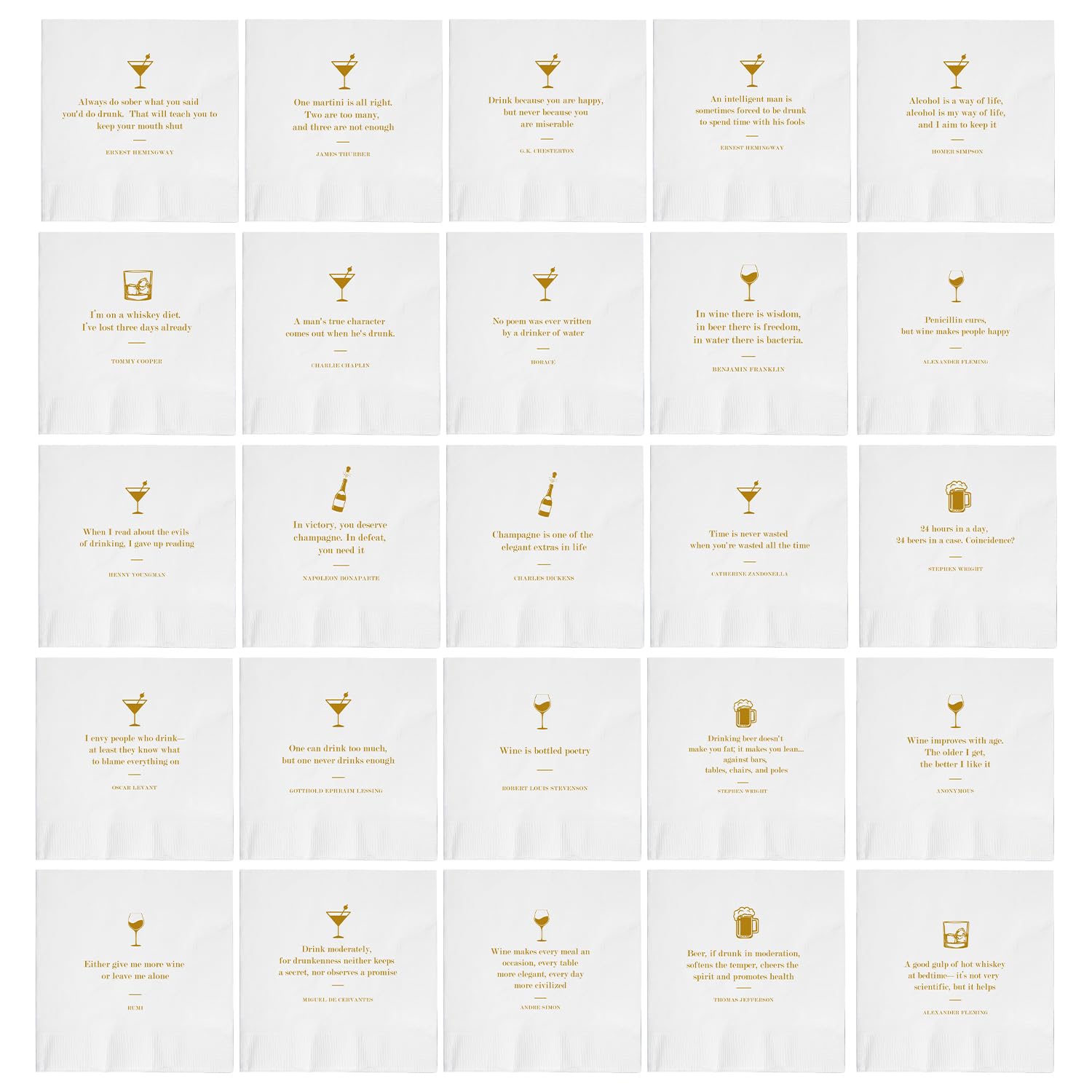 50-Pack Funny Drinking Quote Bar Napkins for Adults - 25 Unique Cocktail Sayings | Perfect for Weddings, Parties, Events & Home Entertaining | Great Conversation Starters for Bars, BBQs & Cocktail Hours