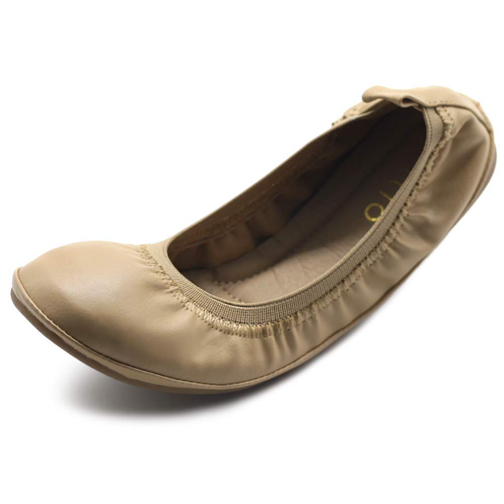 Ollio Women's Comfort Ballet Flats with Shoe Collar Pull Tab - Slip-On Casual Shoes for Work, Office & Everyday Wear