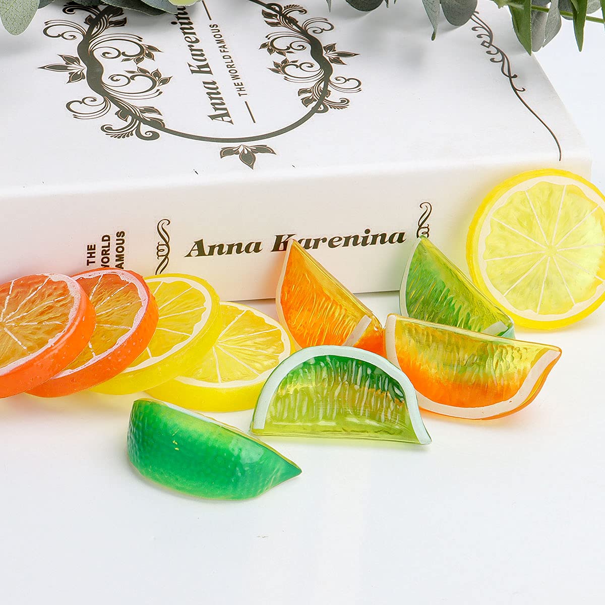 10 PCS Artificial Lemon Blocks - Realistic Fake Lemon Decor, Plastic Fruit Models for Home Kitchen, Party Table, Wedding Photography Props - Perfect for DIY Crafts, Centerpieces & Themed Events (Orange)