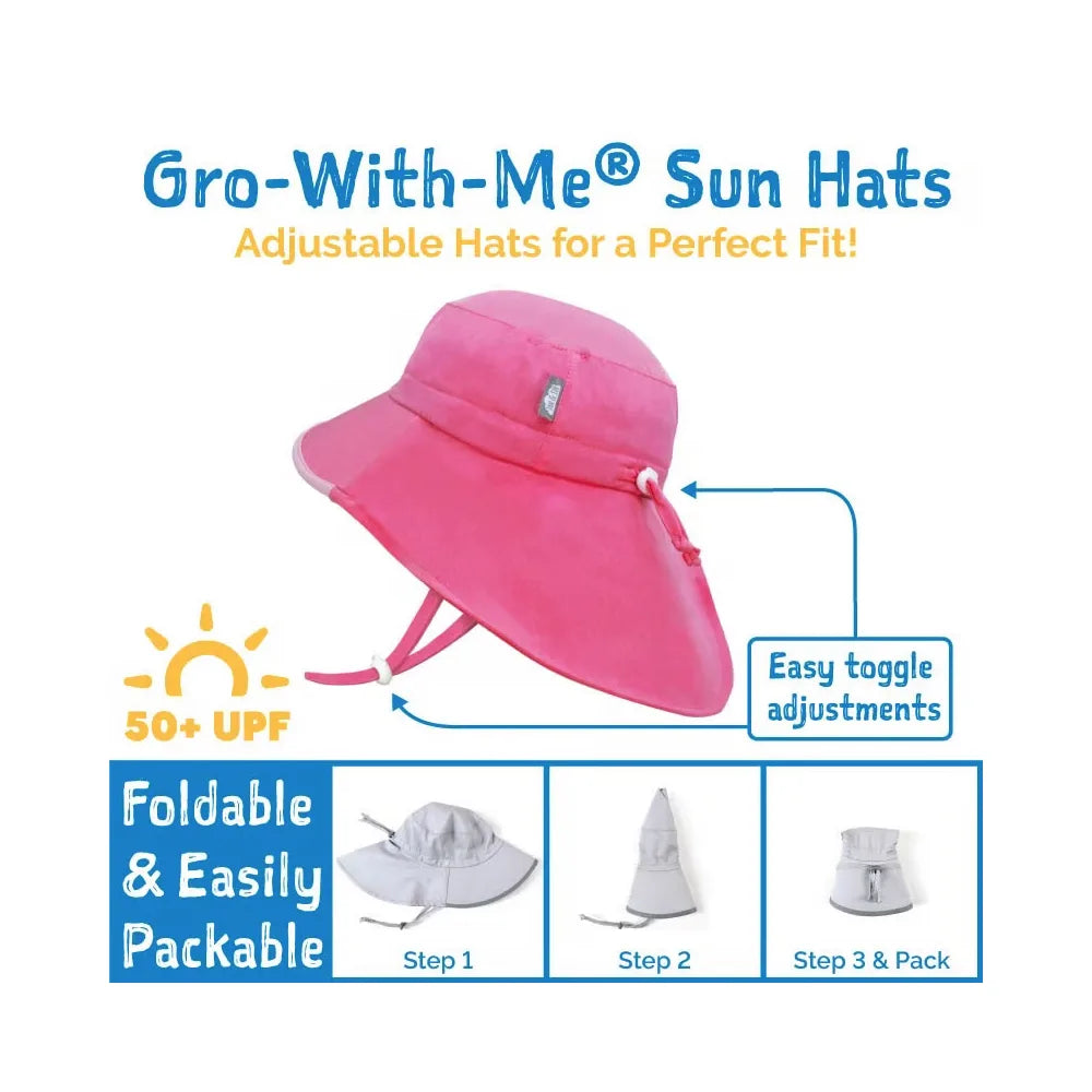 Jan + Jul Aqua Dry Adventure Sun Hat for Kids - UPF 50+ UV Protection, Quick-Dry & Breathable, Adjustable Chin Strap - Perfect for Beach, Pool & Outdoor Play (Pink Ice Cream)