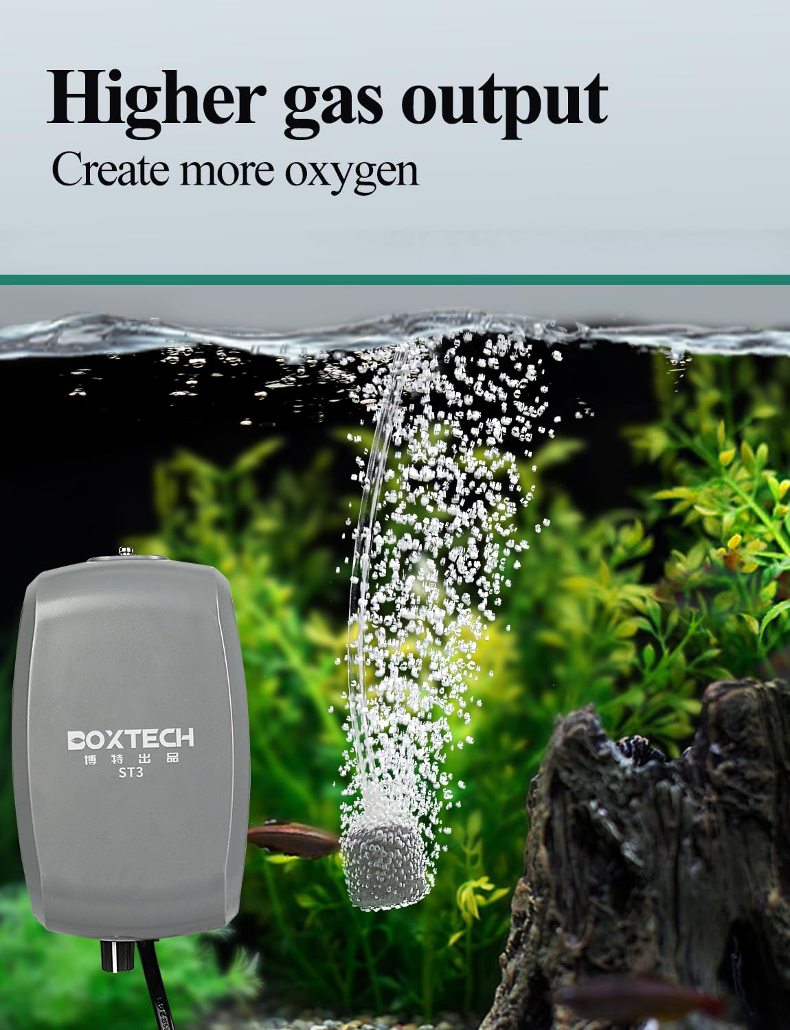 UPETTOOLS 3W Electric Aquarium Air Pump - Powerful Adjustable Oxygen Aerator with Stainless Steel Outlet & Air Stone Bubbler for 20-100 Gallon Fish Tanks | Quiet Operation for Home, Office & Aquatic Pets | Ideal for Freshwater & Saltwater Aquariums