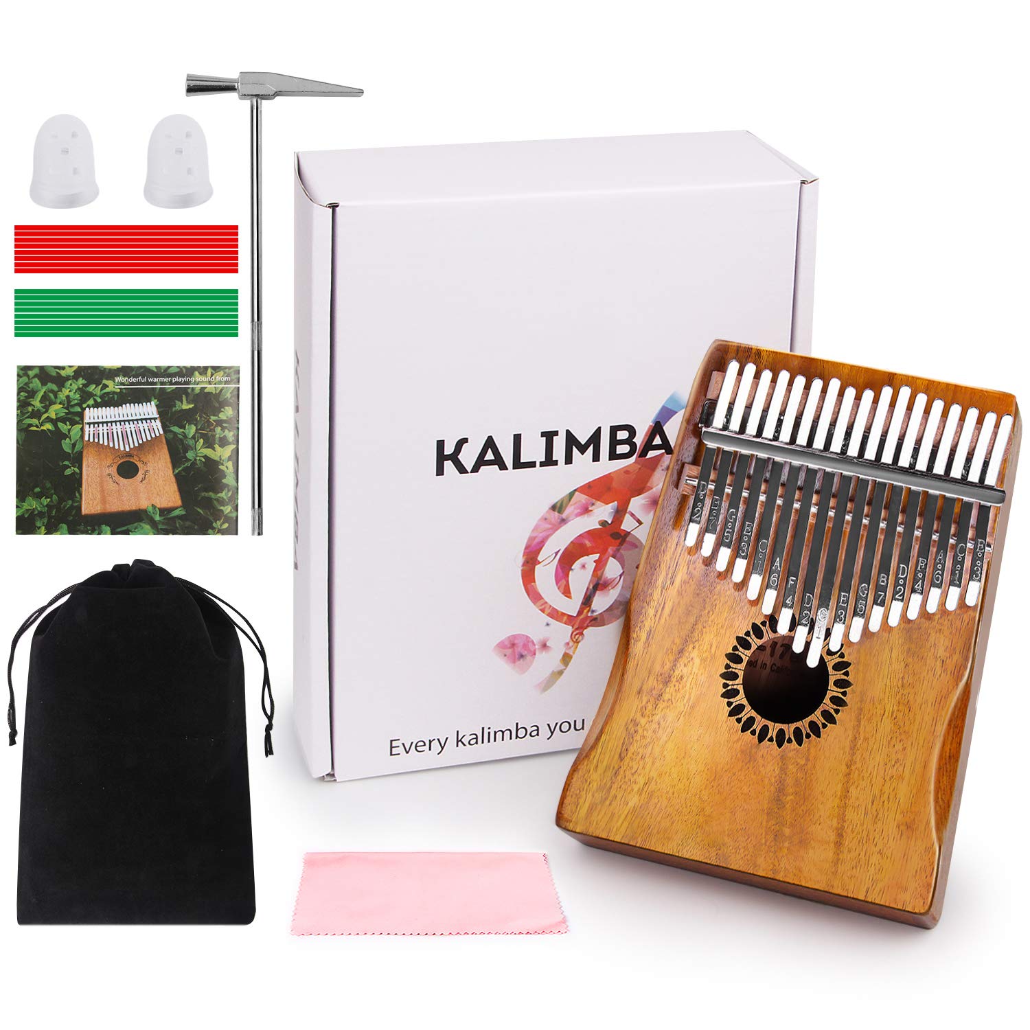 17 Key Kalimba Thumb Piano - Portable Wooden Mbira Finger Instrument for Beginners, Kids & Adults | Perfect for Relaxation, Music Therapy & Gift Giving