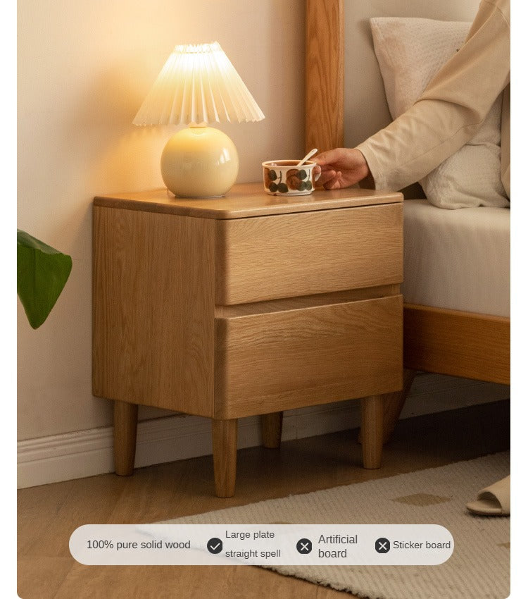 Solid Oak Wood Nightstand - Modern Bedside Table with Drawer for Bedroom, Living Room, or Guest Room - Durable & Stylish Home Furniture