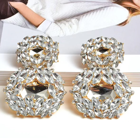 Vintage Stone Evening Dangle Earrings for Women - Elegant Bohemian Crystal Drop Earrings for Party, Wedding & Special Occasions