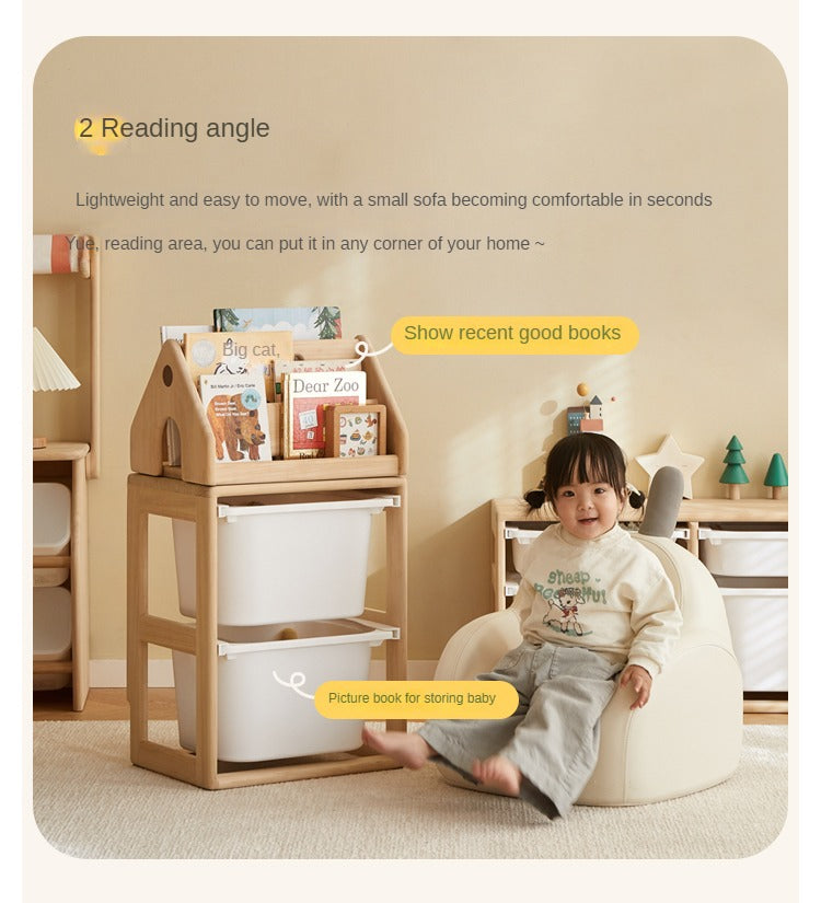 **Solid Wood Montessori Toy Storage Shelf for Kids - Organize Playroom, Nursery & Bedroom Toys - Eco-Friendly Poplar Wood Children's Bookshelf**