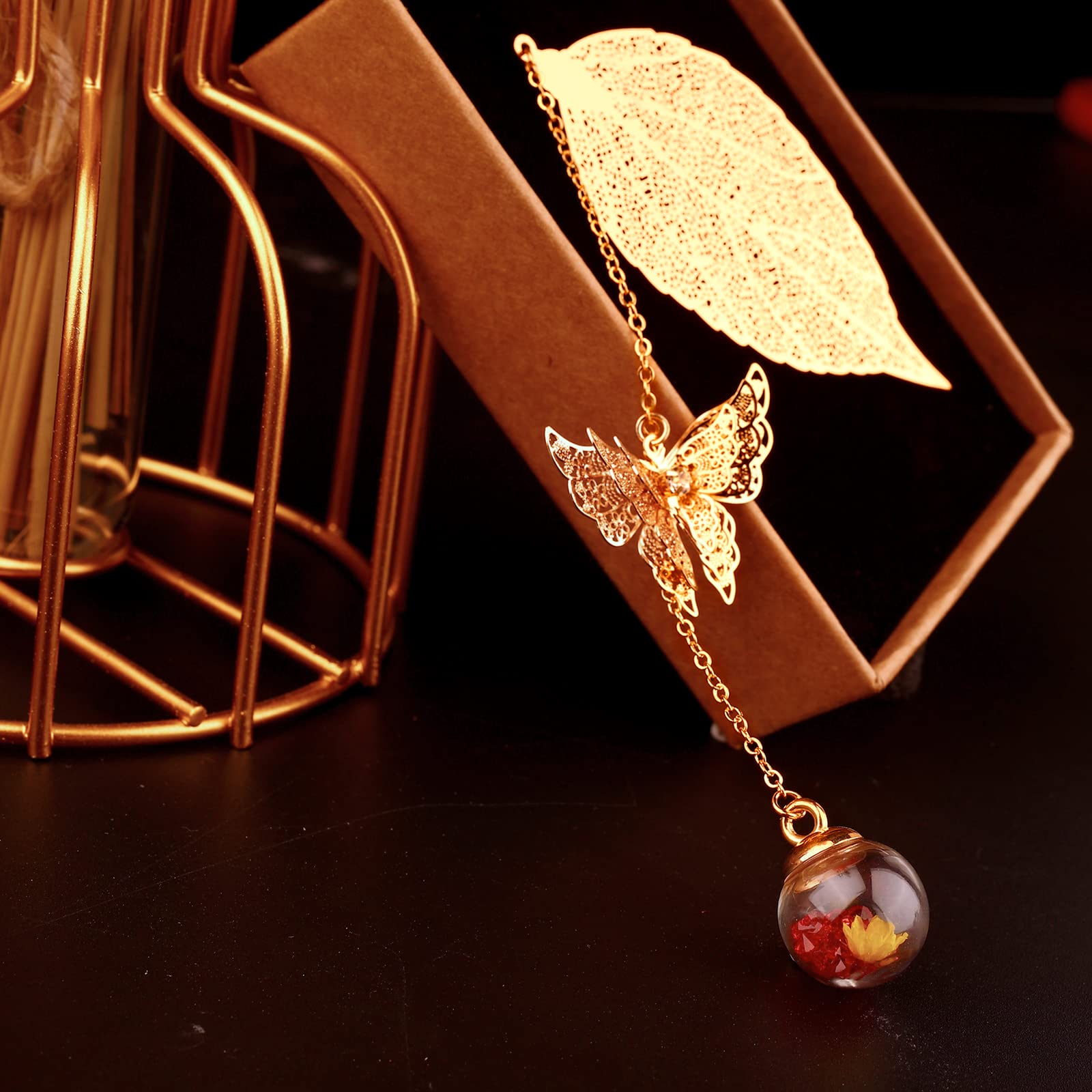 Elegant Gold Leaf Bookmark with Butterfly Charm - Perfect Gift for Book Lovers & Teachers - Ideal for Reading & Special Occasions