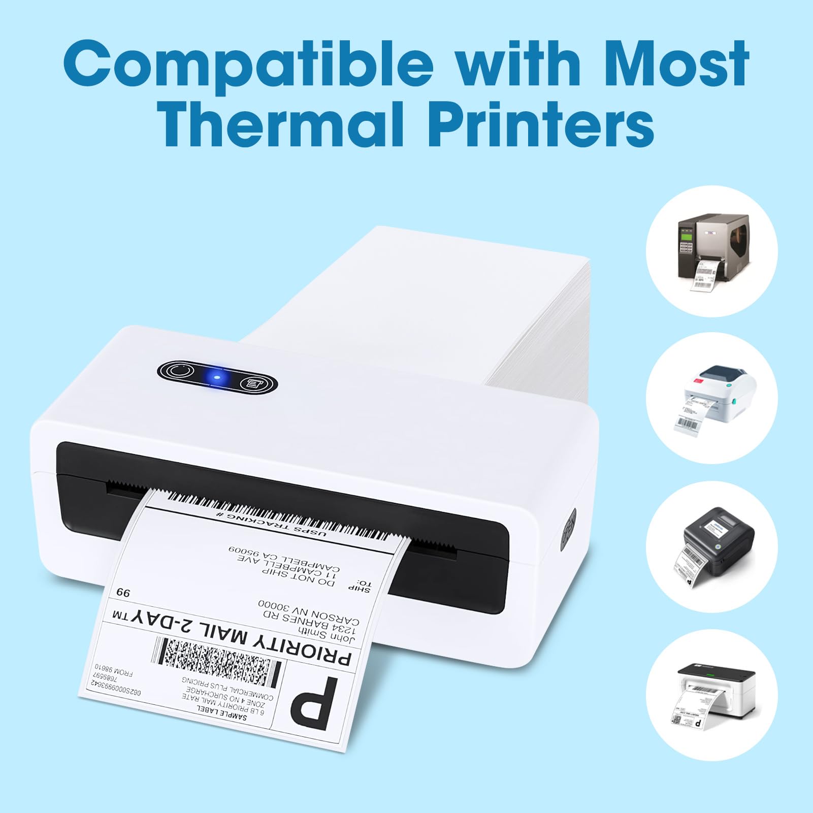 Fuxury 4x6 Thermal Shipping Labels - 200 Fanfold Labels with Perforated Edges & Strong Adhesive for Direct Thermal Printers | Perfect for USPS, UPS, FedEx & Amazon FBA Shipping | Ideal for E-commerce, Small Business & Home Office Mailing Needs