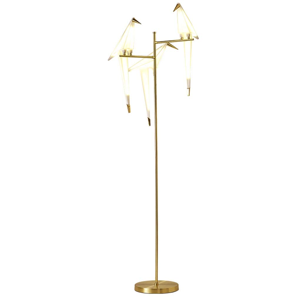 Modern Gold LED Origami Bird Paper Floor Lamp - Vertical Standing Light for Bedroom, Living Room & Study - Energy Efficient Reading Lamp with Soft Ambient Lighting - Perfect for Home Decor, Relaxation & Cozy Nights