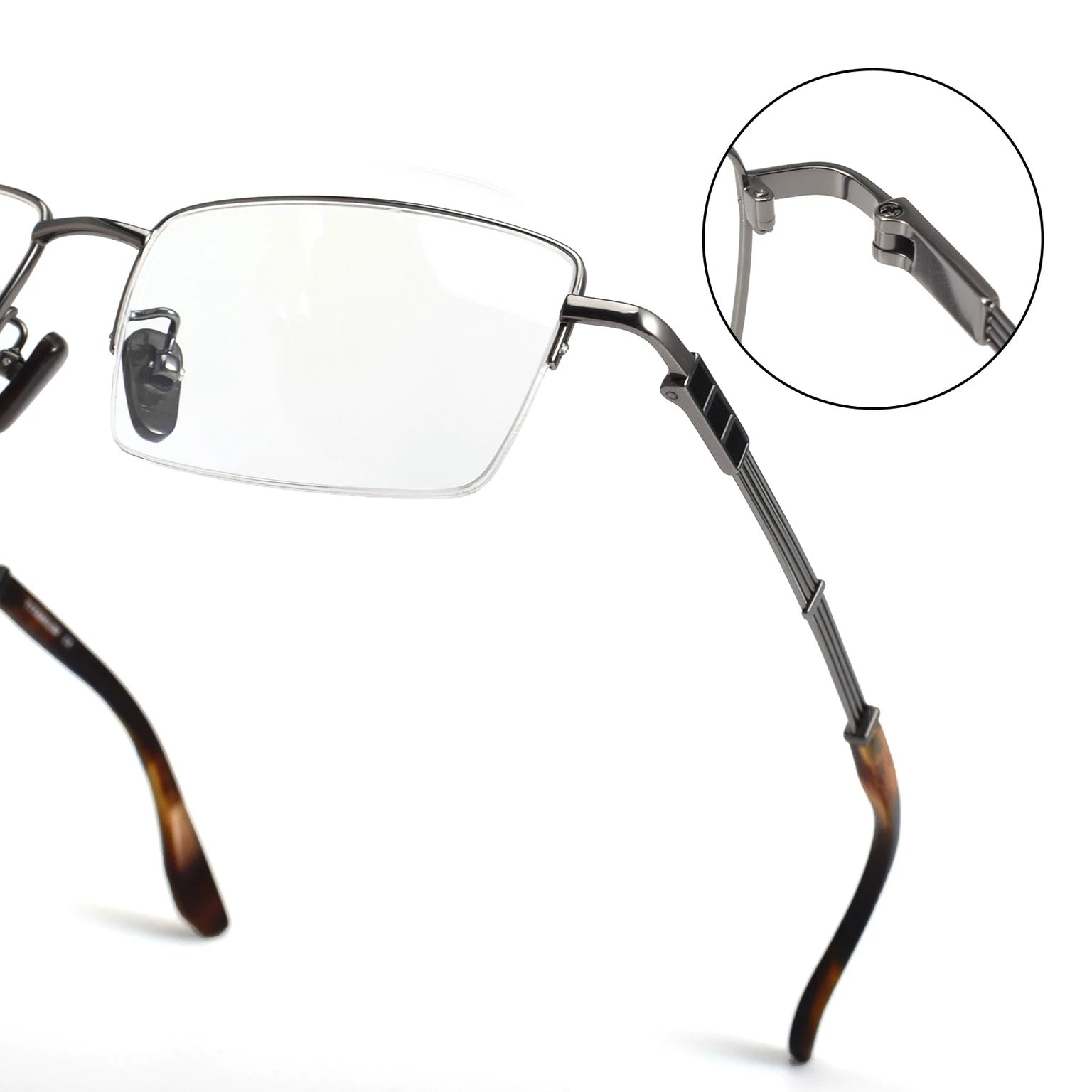 Unisex Black Semi-Rimless Square Titanium Eyeglasses Frame 80116 - Lightweight & Durable for Work, Reading & Fashion