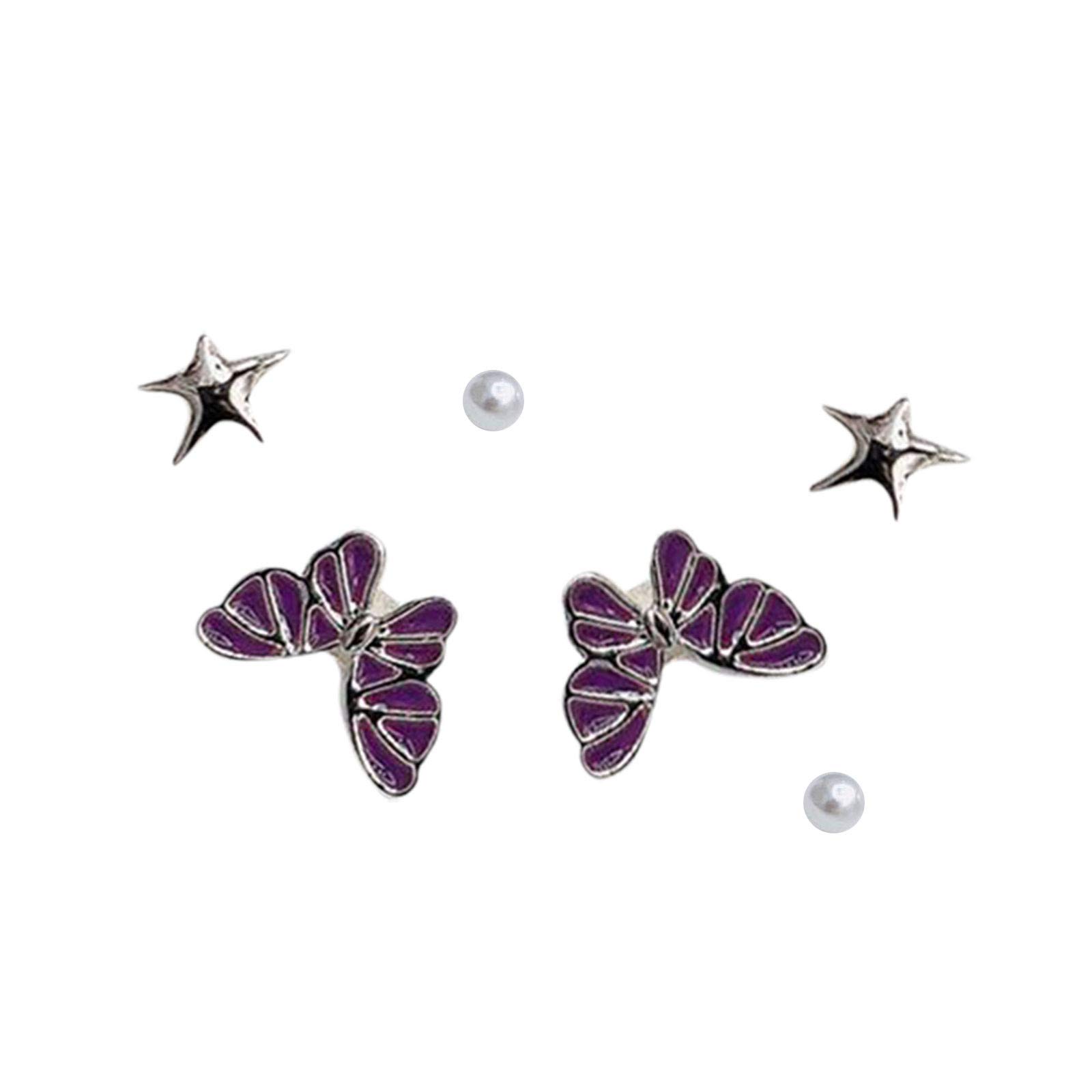 Sparkling Star & Pearl Stud Earrings for Women - Fashionable Crystal Jewelry Gift Set (Multicolor, One Size) - Perfect for Parties, Weddings & Everyday Elegance