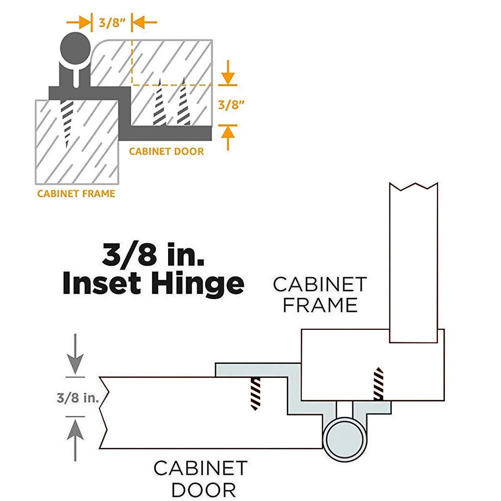 3/8 Inch Offset Inset Cabinet Hinges - Self Closing Satin Nickel Kitchen Cabinet Hinges (4 Pack) - Perfect for Cabinet Door Installation & Home Renovation Projects