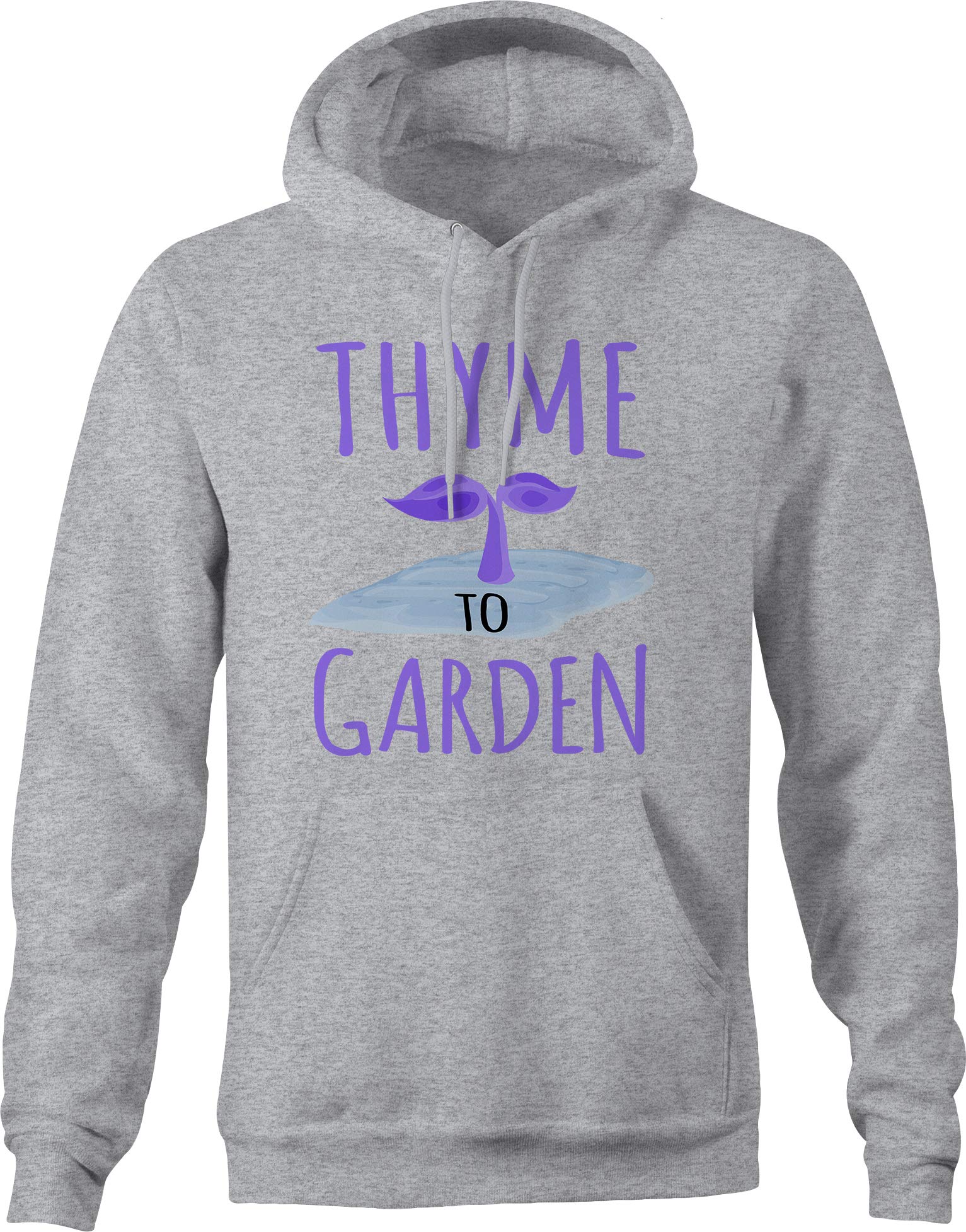 Men's Small Gray Gardening Sweatshirt with Thyme Plant Sprout Design - Perfect for Outdoor Planting, Garden Work & Casual Wear