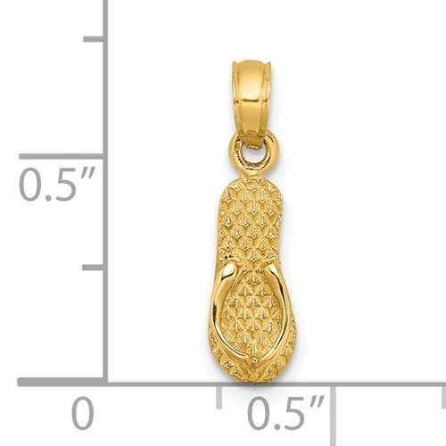 14k Yellow Gold Myrtle Beach Flip Flop Charm - Elegant Beach Jewelry for Necklaces & Bracelets - Perfect for Summer Vacations, Beach Weddings & Coastal Fashion