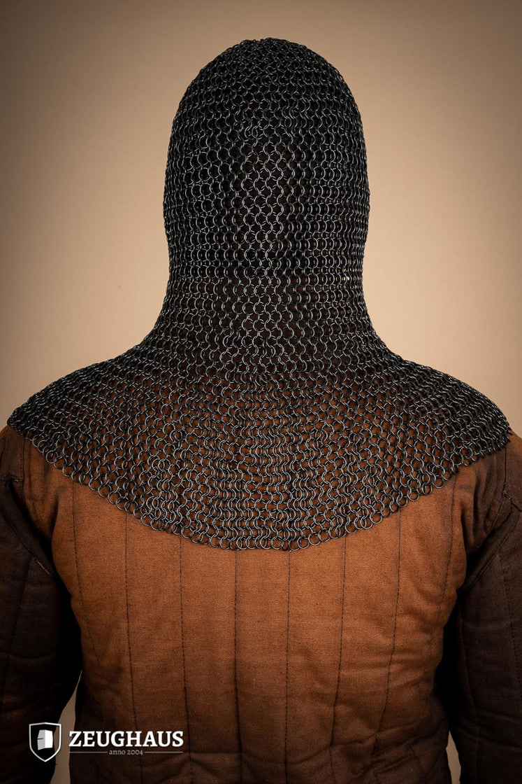 10mm Burnished Round Ring Chainmail Hood - Medieval Armor for LARP, Cosplay & Renaissance Fairs