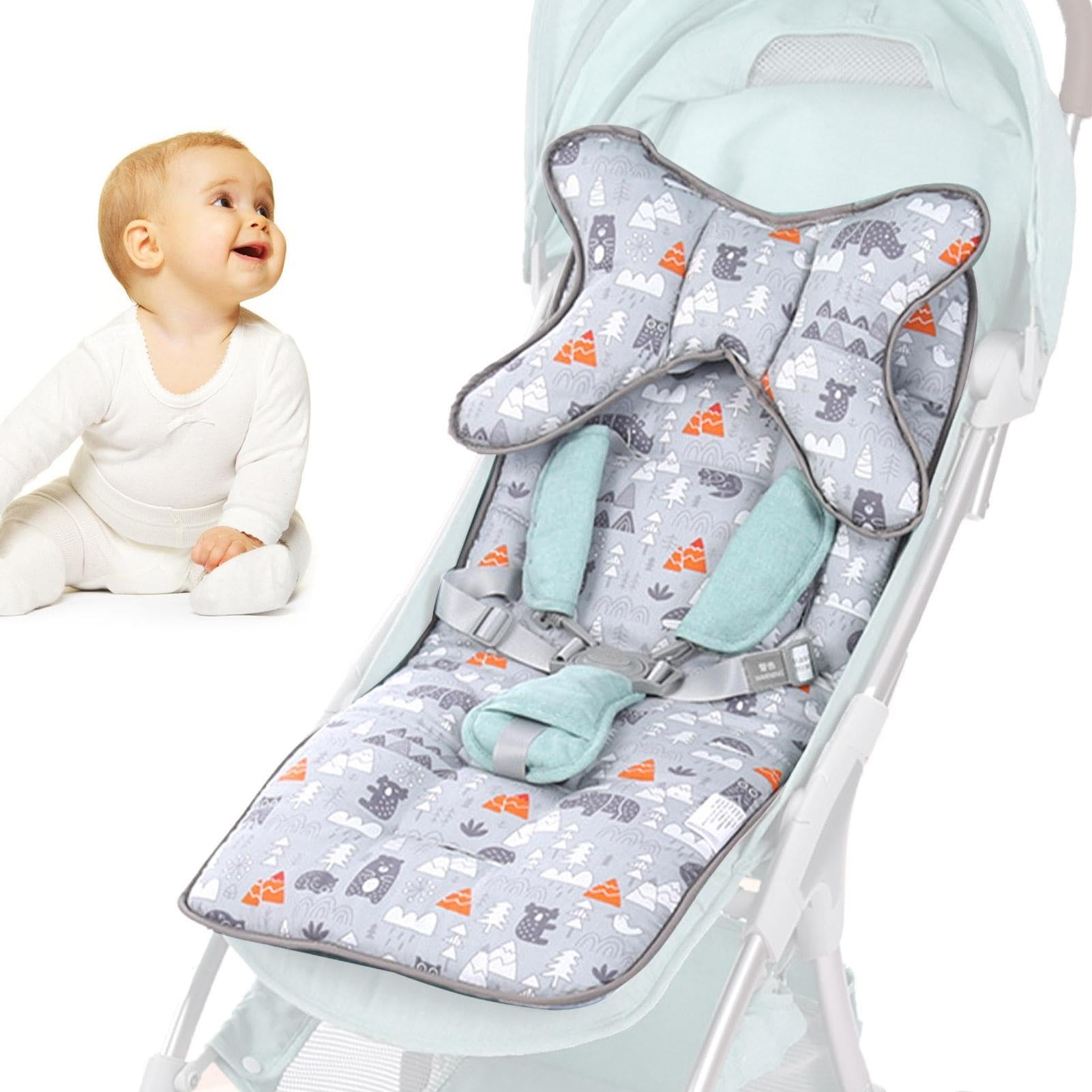 Soft Cotton Pushchair Liner & Stroller Cushion Pad - Breathable Pram Seat Cover for Baby Car Seat, High Chair & Rocker | Perfect for Travel, Shopping & Outdoor Activities