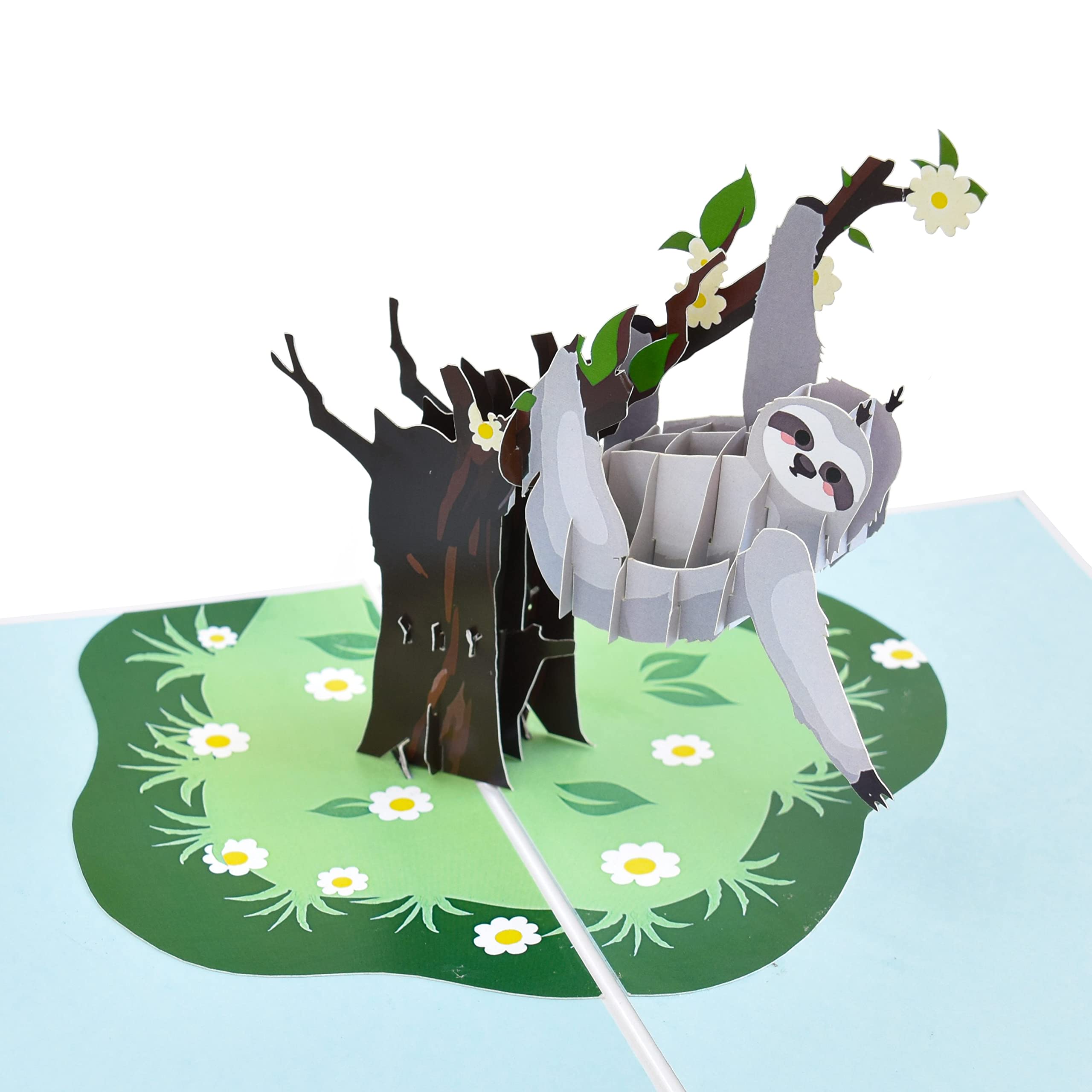 3D Sloth Pop Up Greeting Card - Birthday, Lazy Day, Retirement & Animal Lover Card for Kids Parties | Perfect for Special Occasions & Gift Giving